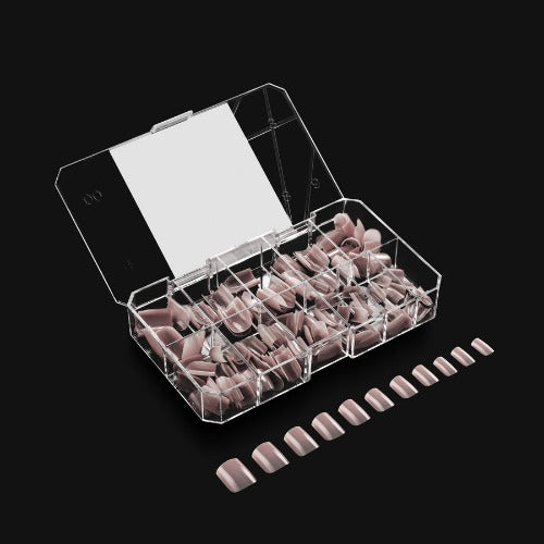 Apres Gel X Neutrals Mia Natural Tips 150pc X Short Square - Professional Salon Quality Press-On Nails for Home Manicure, Wedding, Party & Special Occasions