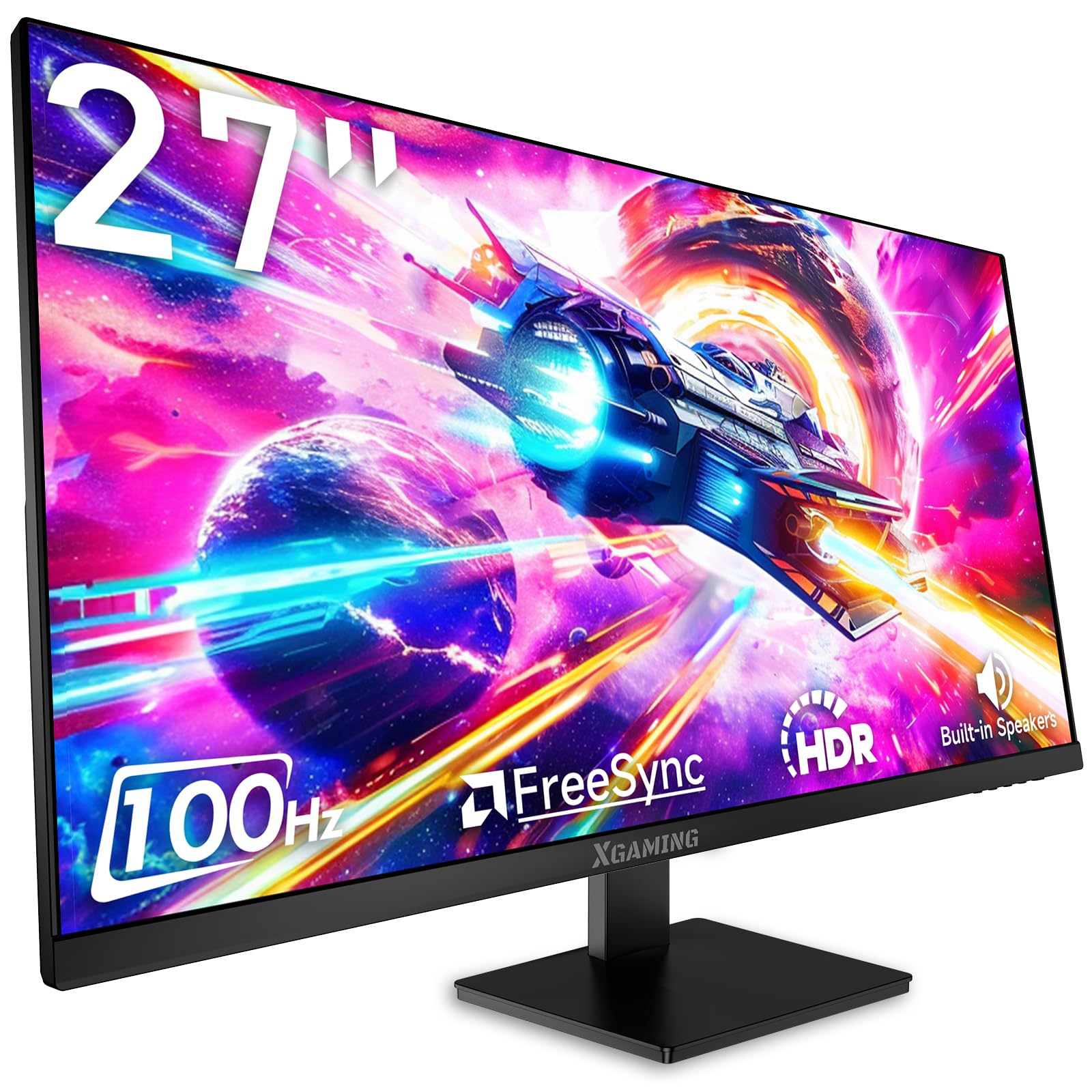 27 Inch FHD 1080P Gaming Monitor - 100Hz IPS Screen, 3ms Response, FreeSync, HDMI/VGA/DisplayPort, Built-in Speakers, VESA Mount | Perfect for Home Office, Gaming & Entertainment
