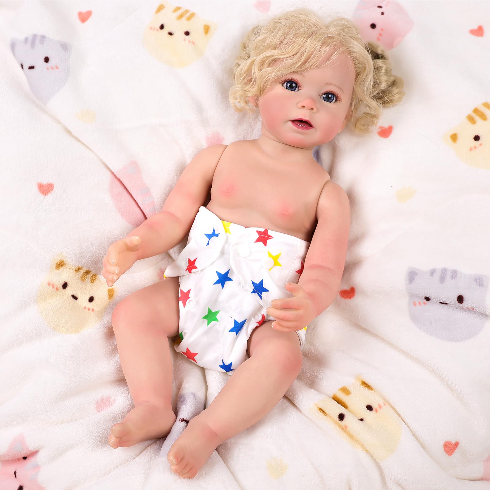 BABESIDE 4 Pack Reusable Baby Doll Diapers for 17-22 Inch Reborn Dolls - Adjustable Button Cloth Underwear for Infant Dolls, Perfect for Role Play, Baby Shower Gifts & Toddler Pretend Play