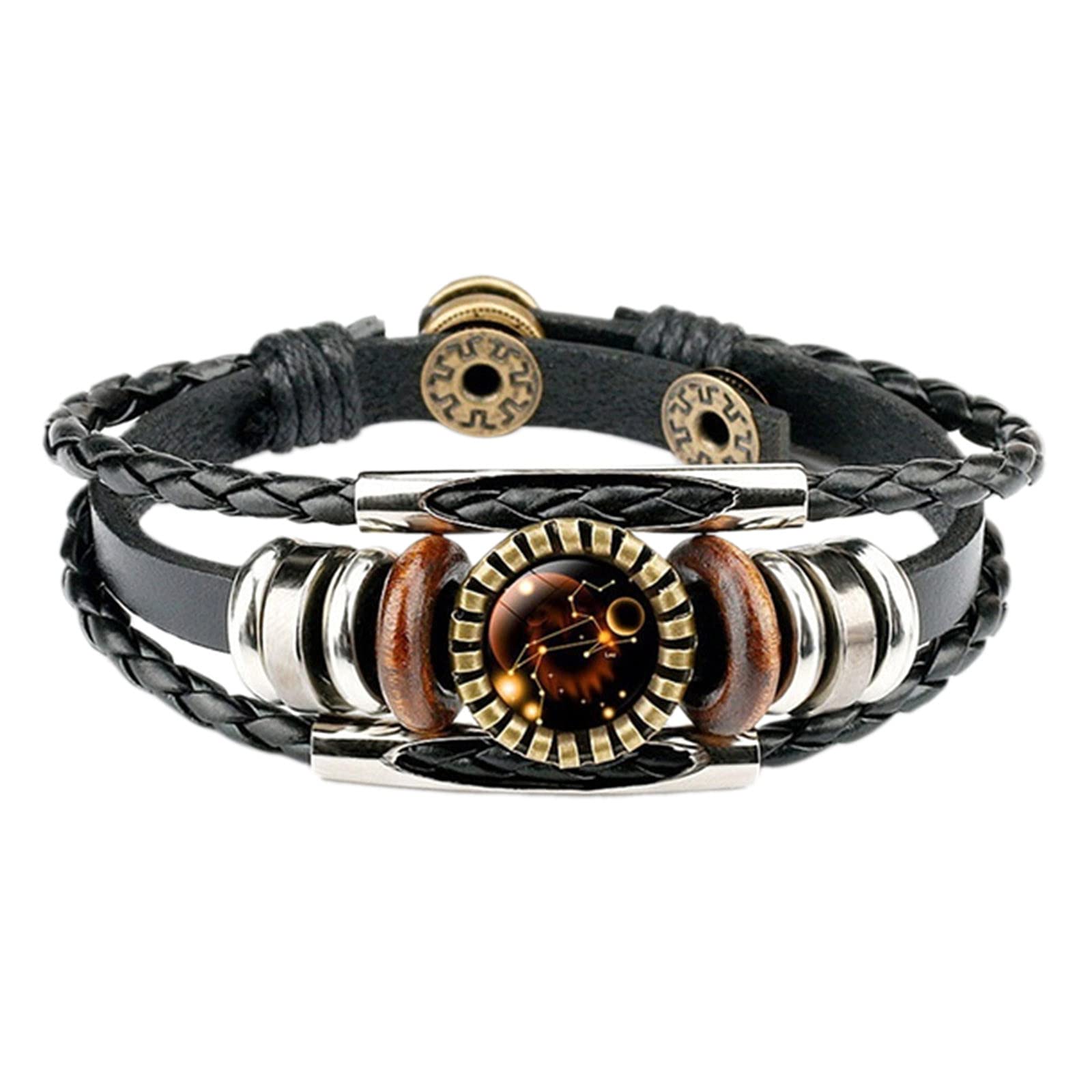 Bulk Leather Jewelry Bracelets for Men & Women - 12-Piece Charm Bracelet Set with Fashion Constellation Design (One Size) - Perfect for Gifts, Parties, and Everyday Wear