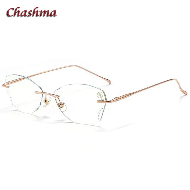 Women's Rimless Butterfly Oval Titanium Eyeglasses Frame 8159 - Lightweight Comfortable Glasses for Reading, Work & Fashion Accessories