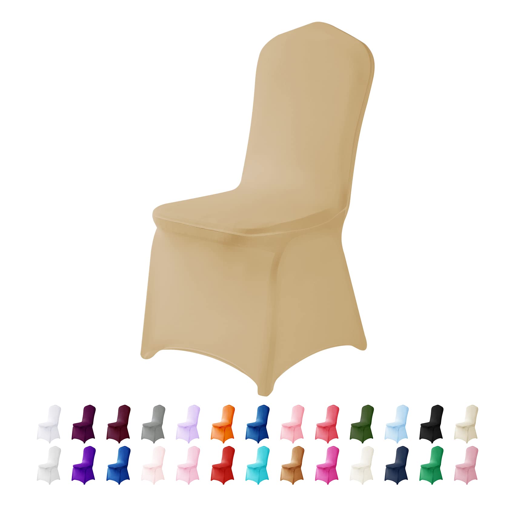25PCS Spandex Stretch Chair Covers - Washable & Removable Slipcovers for Living Room, Party, Banquet, Wedding & Hotel Events - Champagne Color - Perfect for Home Decor & Event Seating Protection
