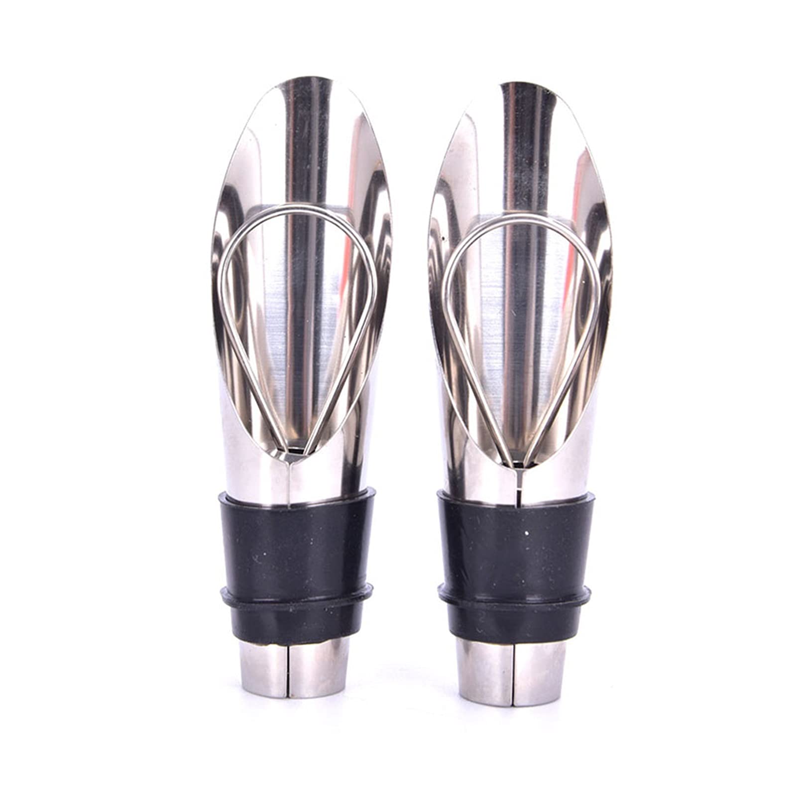 2PCS Stainless Steel Wine Pourer & Vacuum Sealer - Red Wine Bottle Stopper & Fresh Keeper - Bar Tools & Kitchen Accessories for Home, Party & Restaurant Use (Color: Silver)