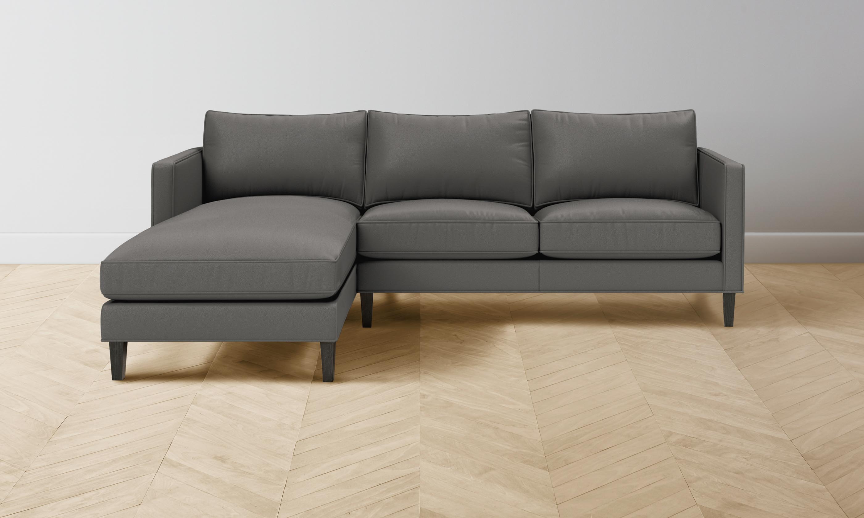Premium Crosby Sectional Sofa - Genuine Pebbled Leather in Ash Gray - Perfect for Living Rooms, Lounges & Home Theaters