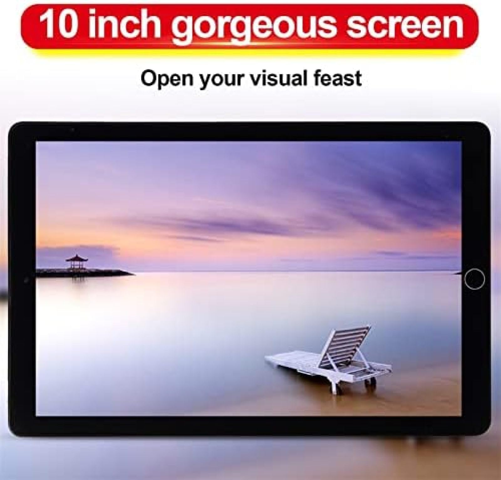 10 Inch Android Tablet with 3G/4G LTE, Dual SIM, Quad-Core Processor, HD Touchscreen, WiFi, Bluetooth, GPS - Gold | Perfect for Travel, Business & Entertainment