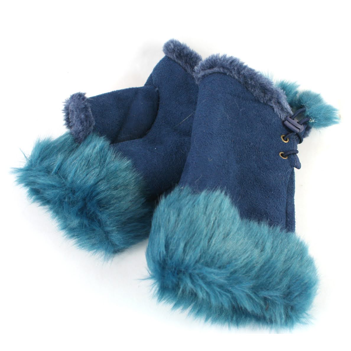 Fingerless Gloves for Women - Soft Suede Effect, Stylish Blue - Perfect for Driving, Cycling & Winter Fashion
