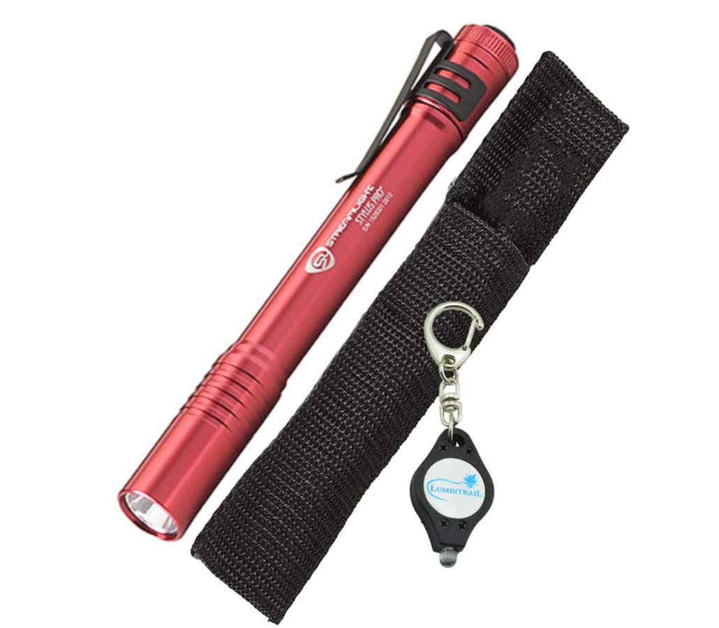 Streamlight 66120 Stylus Pro LED Penlight - Compact Red Pen Light with 100 Lumens & Keychain Flashlight for Mechanics, Electricians, Camping & Emergency Use