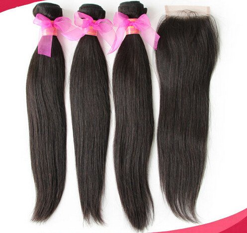 8A Brazilian Virgin Hair Bundles with Lace Closure - 3 Bundles & 16