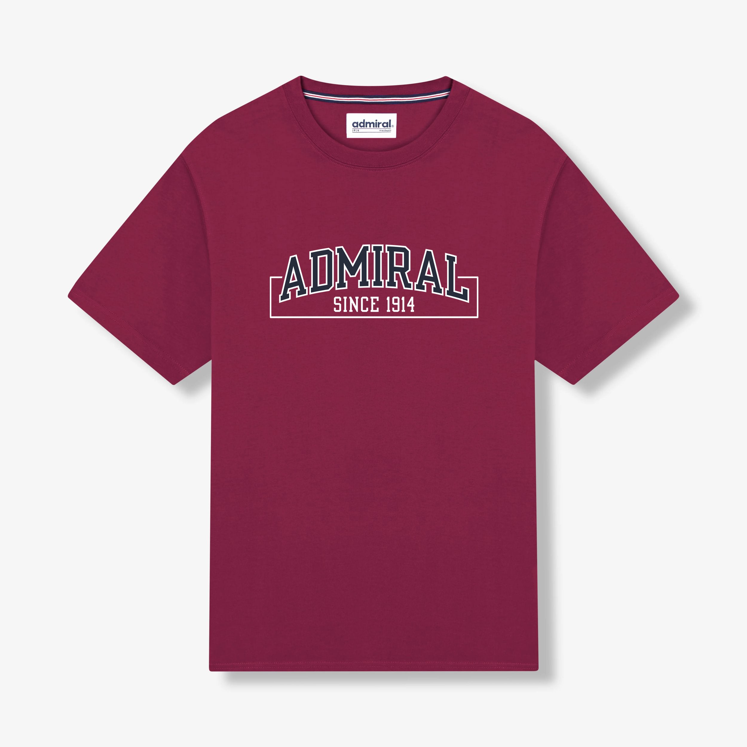 Admiral 1914 Vintage Style T-Shirt - Burgundy Red Cotton Tee for Men | Casual Wear, Retro Fashion, and Everyday Comfort