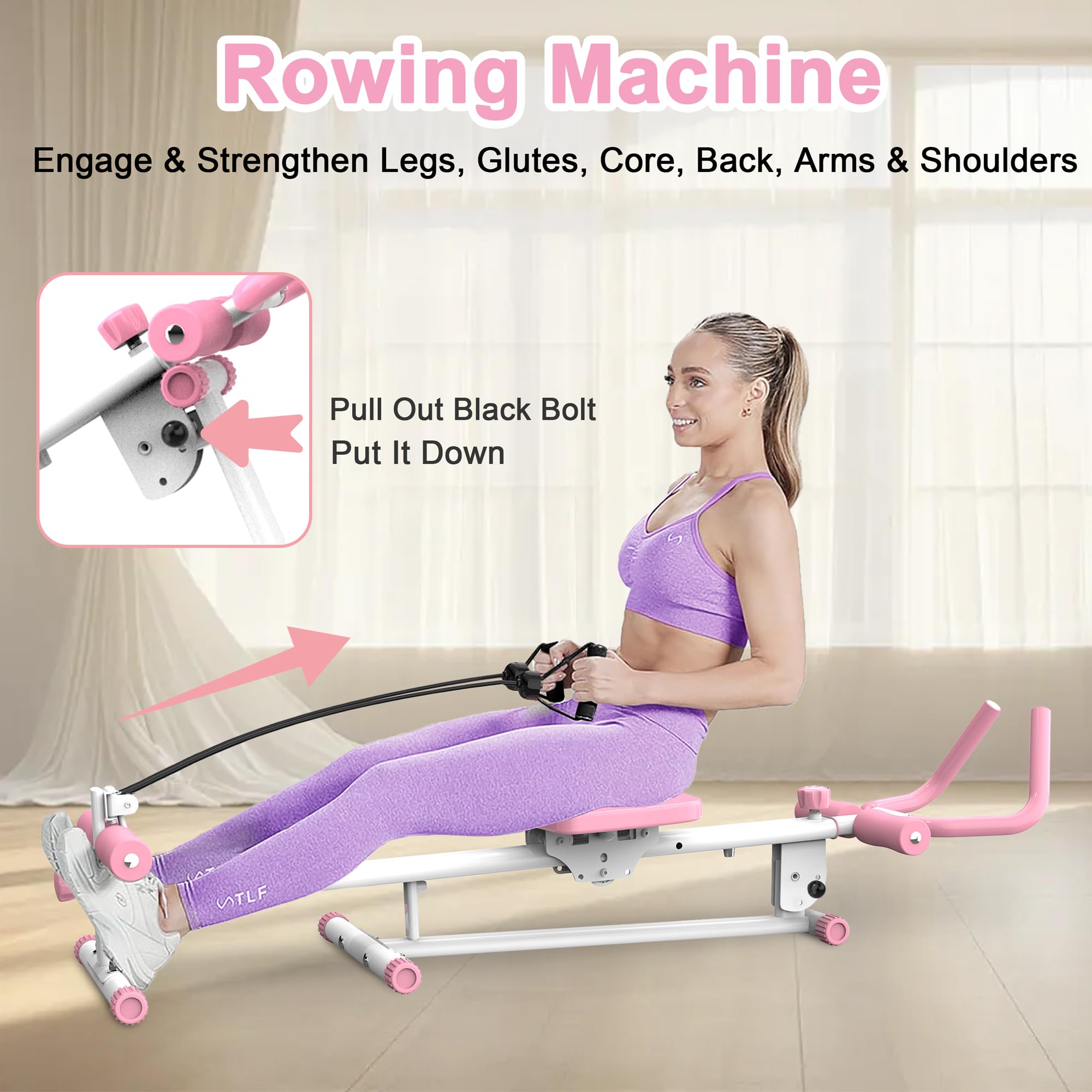 4-in-1 Multifunctional Home Gym Equipment: Rowing Machine, Leg Press, Ab Glider & Roman Chair for Full Body Workout - Perfect for Core Strength Training, Weight Loss & Home Fitness