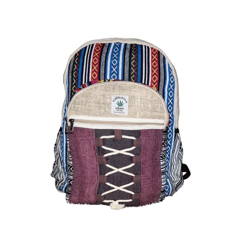 Eddika Natural Vegan Large Hemp Backpack for Men & Women - Eco-Friendly Himalayan Hiking Backpack with Adjustable Straps | Perfect for Outdoor Adventures, Festivals, Travel & Daily Use