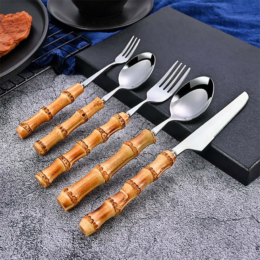 Premium Claridge Bamboo Flatware Set - Eco-Friendly & Durable Cutlery for Everyday Dining, Picnics, and Sustainable Living