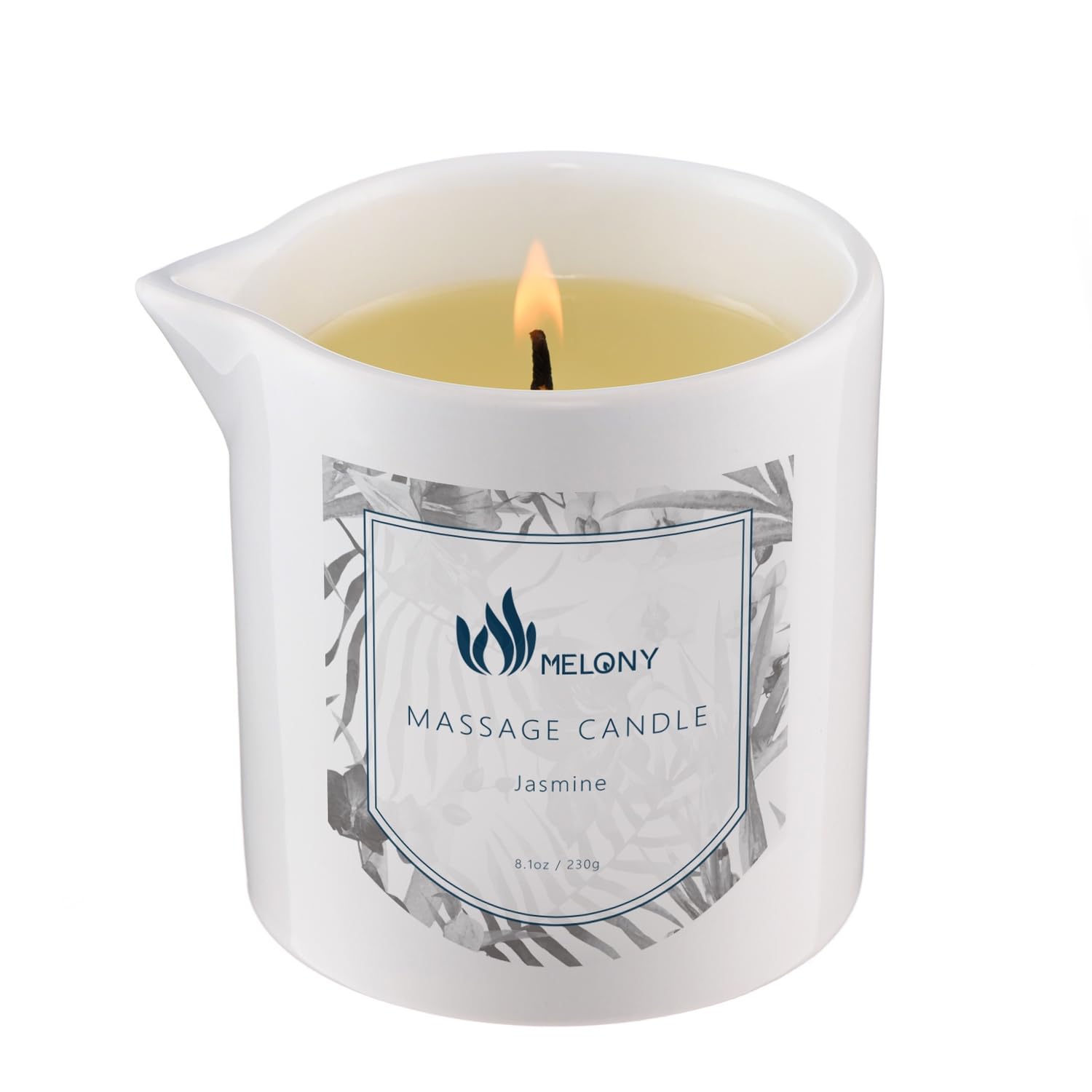 MELONY Aromatherapy Massage Candle - Natural Body Oil Candle with Low Temperature Safe Wax, Hydrating Warm Massage Oil for Relaxation & Skin Care - Jasmine Scented, 8.1oz - Perfect for Spa Nights, Couples Massage & Self-Care Rituals
