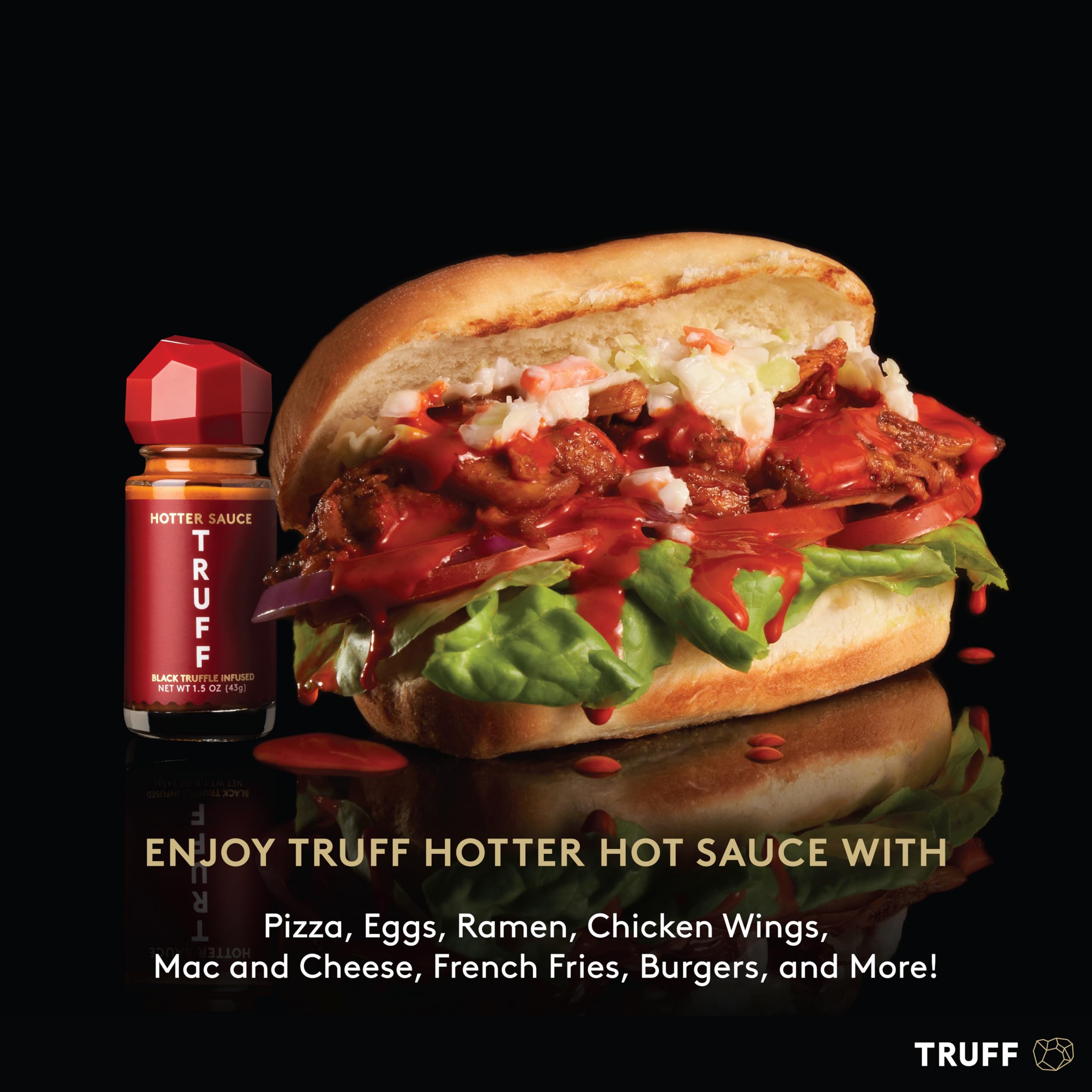 TRUFF Hotter Sauce 4-Pack Mini Set (1.5 oz, 4 Count) - Black Truffle & Chili Pepper Gourmet Hot Sauce in Portable Travel Bottles - Perfect Gift for Hot Sauce Lovers - Ideal for Cooking, Travel & Spicy Food Enthusiasts