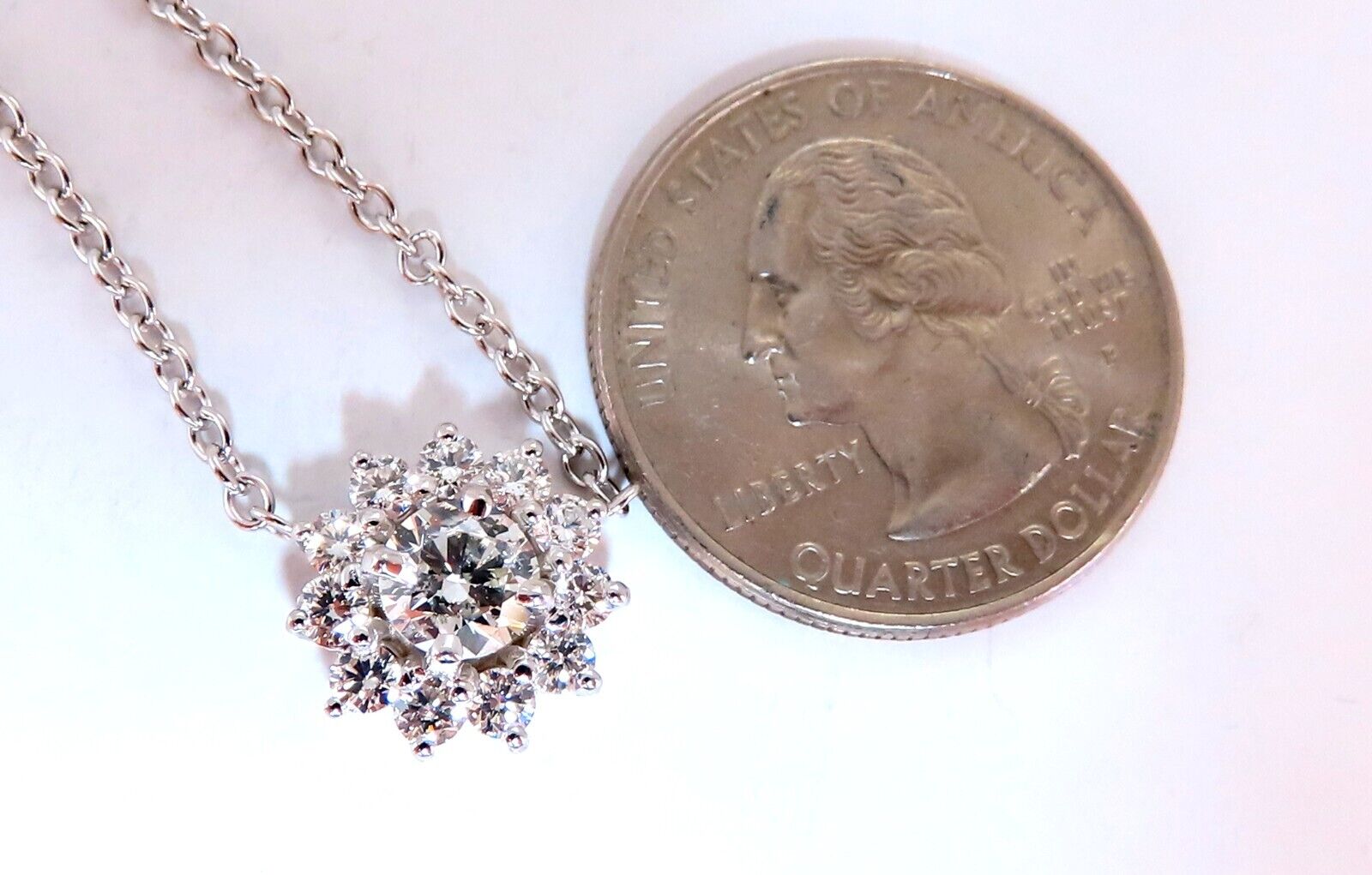 1.40 Carat Natural Diamond Halo Cluster Necklace in 14K Gold - Perfect for Weddings, Anniversaries & Special Occasions