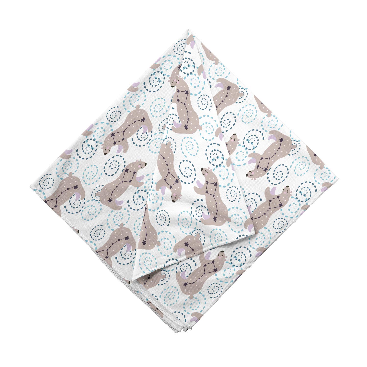 Ambesonne Bear Bandana - Cartoon Bears with Stars & Swirls Print - Unisex Head Scarf & Neck Tie for Men Women - Perfect for Outdoor Adventures, Music Festivals & Casual Wear