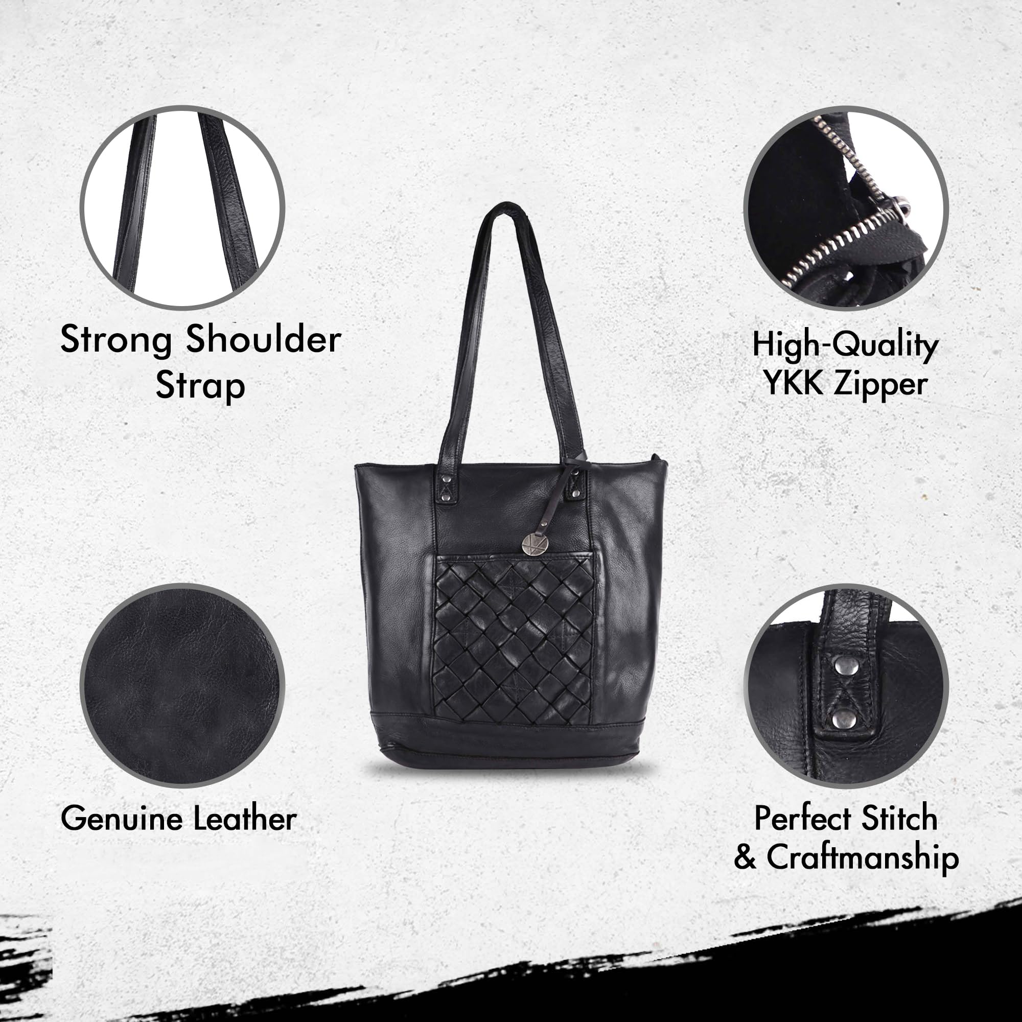 Genuine Leather Women's Tote Handbag - Stylish Satchel Purse with Top Handle & Shoulder Strap for Work, Travel & Everyday Use