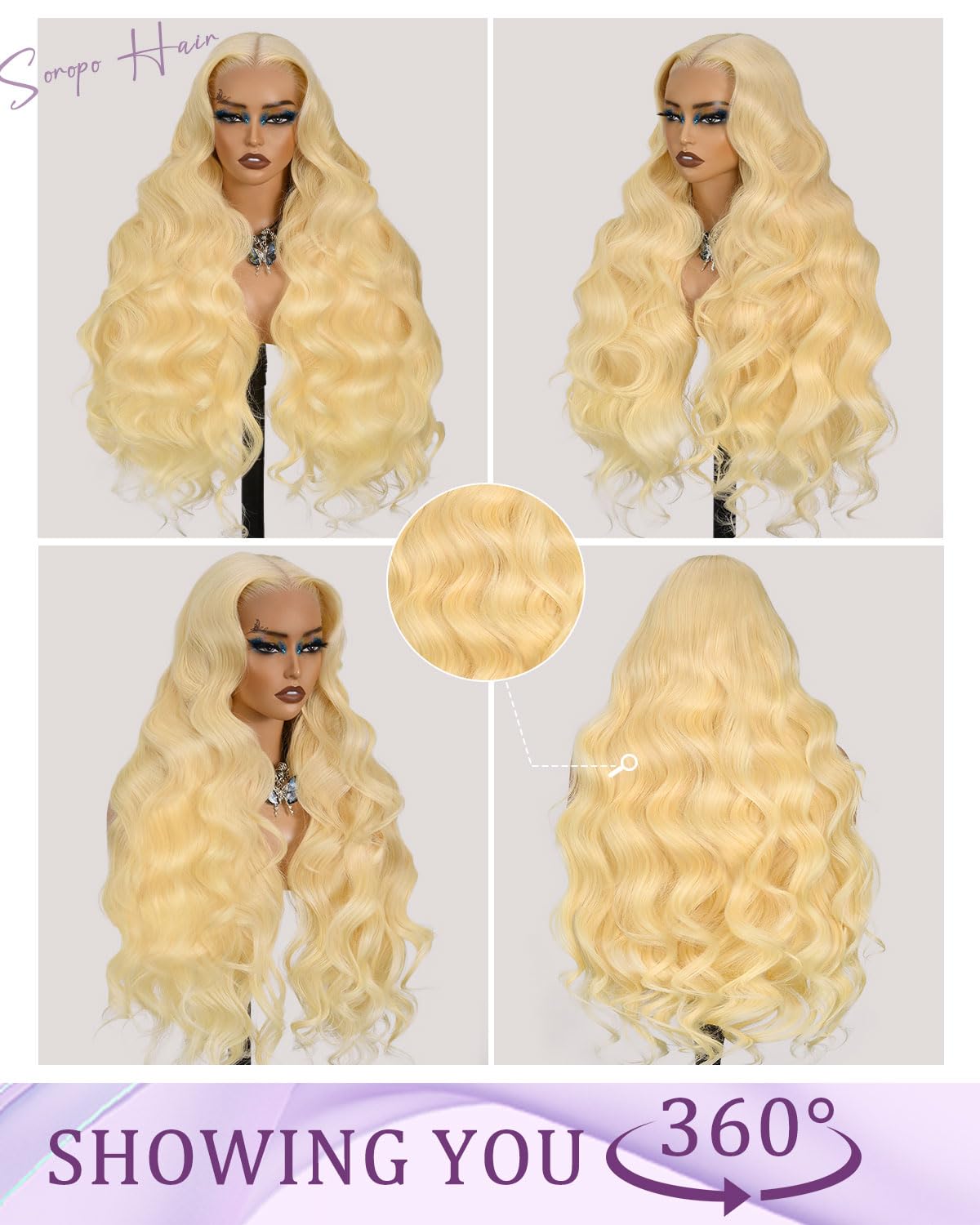 30 Inch 613 Blonde Human Hair Lace Front Wig - 13x6 HD Lace Frontal with Pre-Plucked Hairline & Baby Hair - 200% Density Body Wave for Daily Wear, Parties & Special Occasions