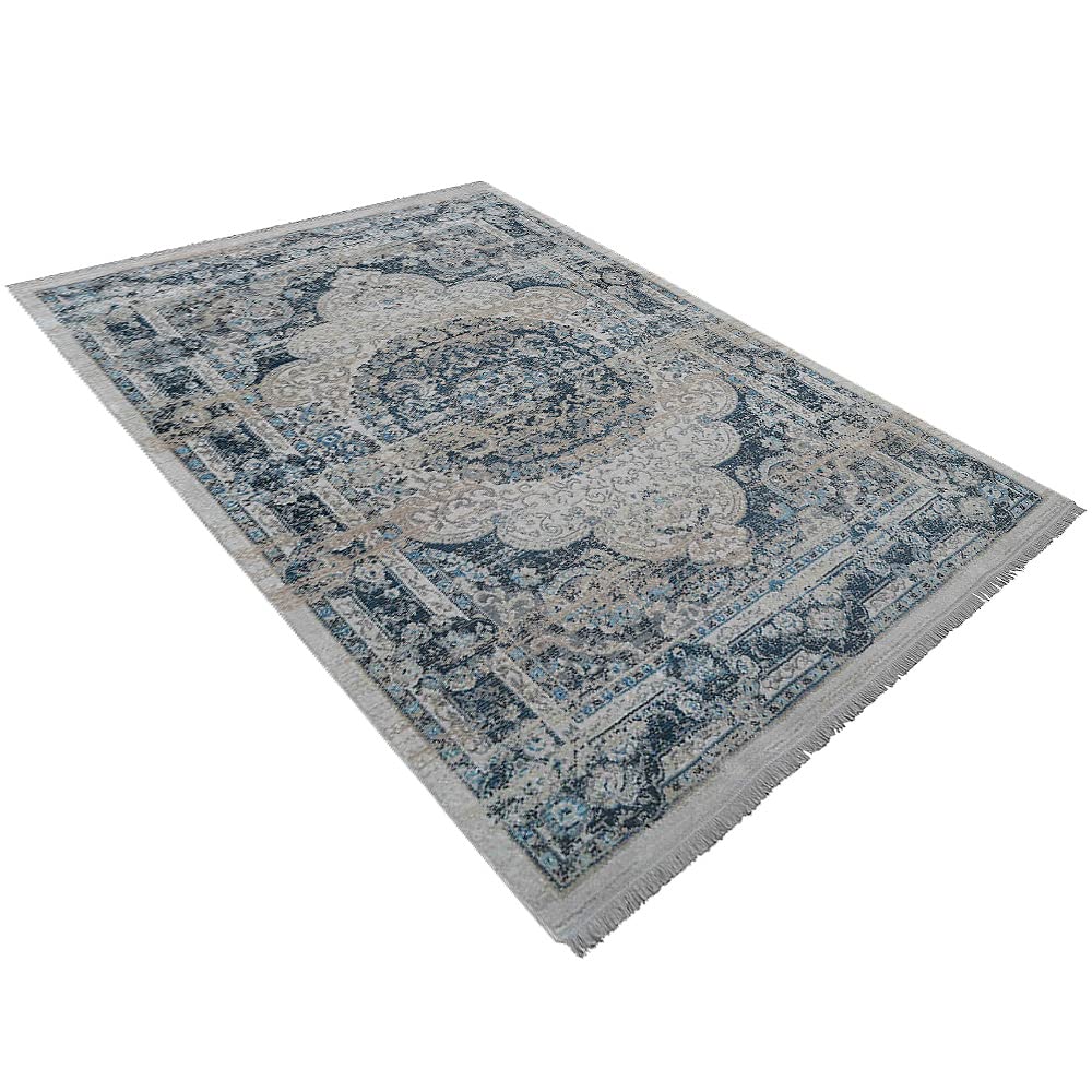 Machine Made Polyester Area Rugs 6'x9' Rectangle - Classic Oriental Traditional Design Multicolor Low Pile Carpet for Living Room, Bedroom & Dining Room | Rugsotic Carpets (M00104)