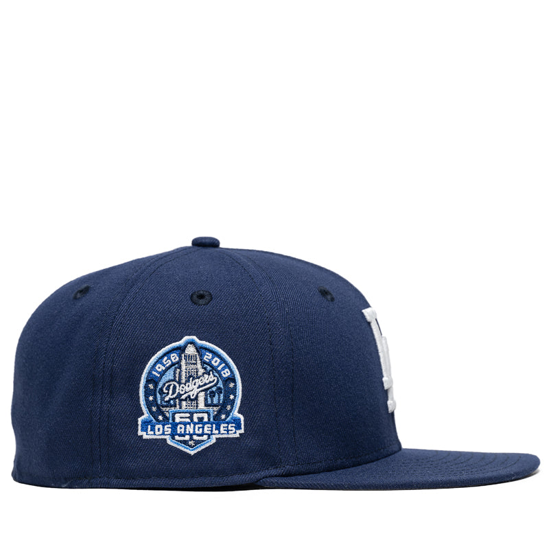 New Era x Politics Los Angeles Dodgers 59FIFTY Fitted Hat - Light Navy Blue Snapback Cap for Baseball Fans & Streetwear Fashion | Perfect for Games, Collecting & Urban Style