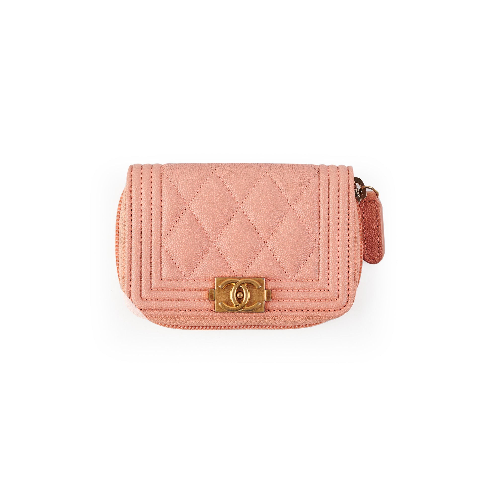 Chanel Boy Zip Compact Wallet in Pink - Luxury Leather Wallet for Women - Perfect for Everyday Use & Special Occasions