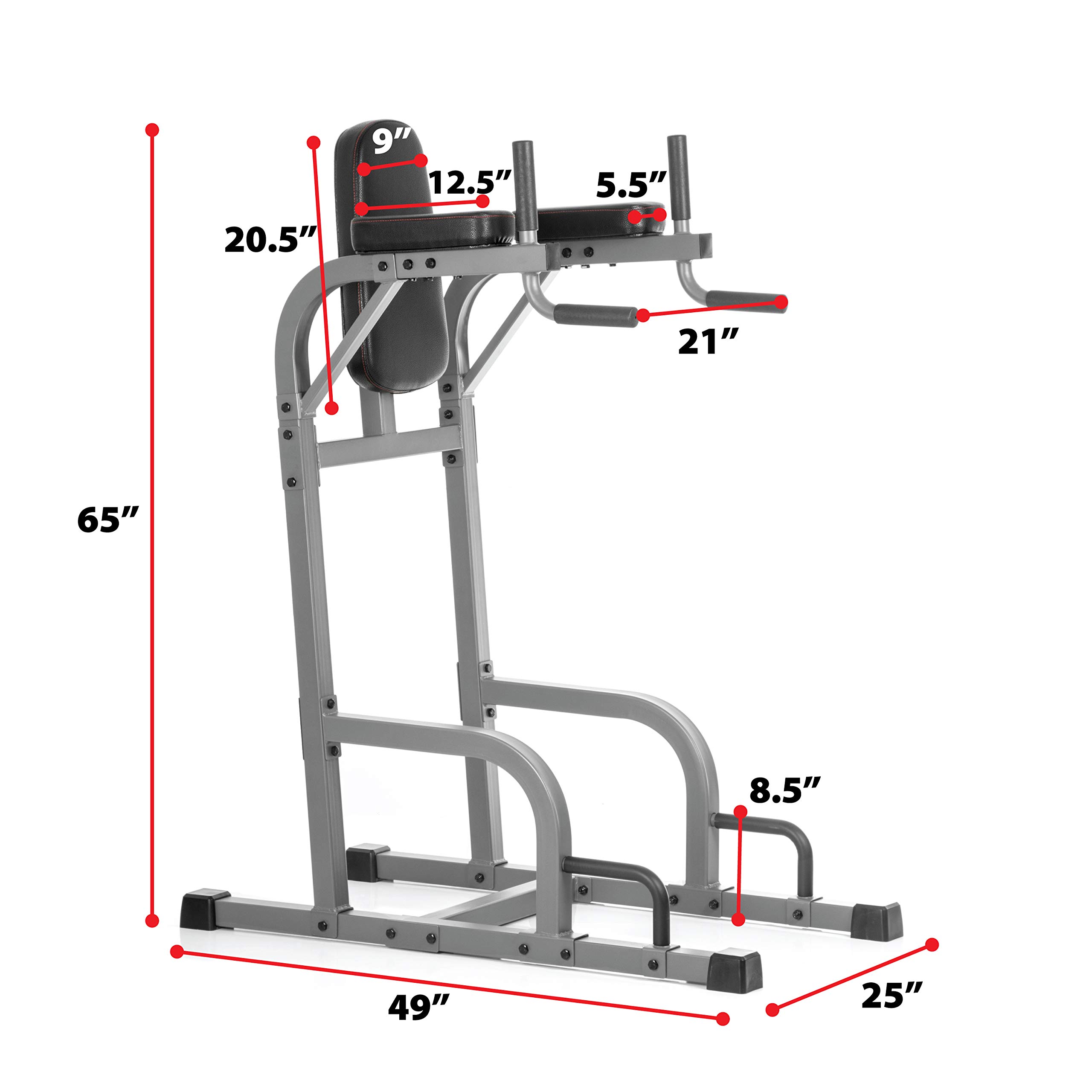 XMARK Commercial Vertical Knee Raise & Dip Stand with Push Up Station - Heavy Duty Captain's Chair for Upper Body & Core Workout - Perfect for Home Gym, CrossFit & Strength Training