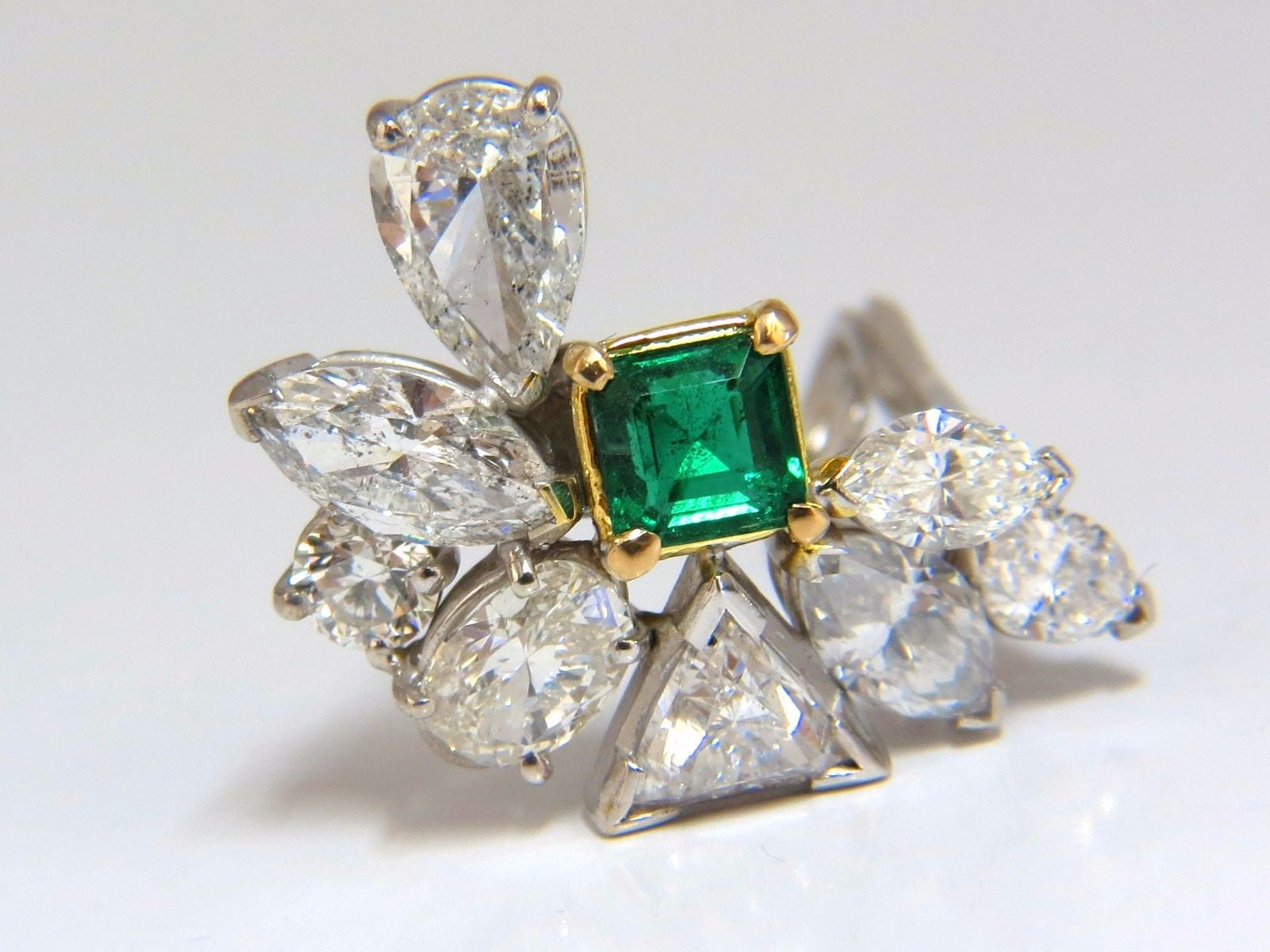 10.90ct Natural Emerald and Diamond Crescent Cocktail Earrings | Elegant Statement Jewelry for Evening Parties, Weddings & Special Occasions