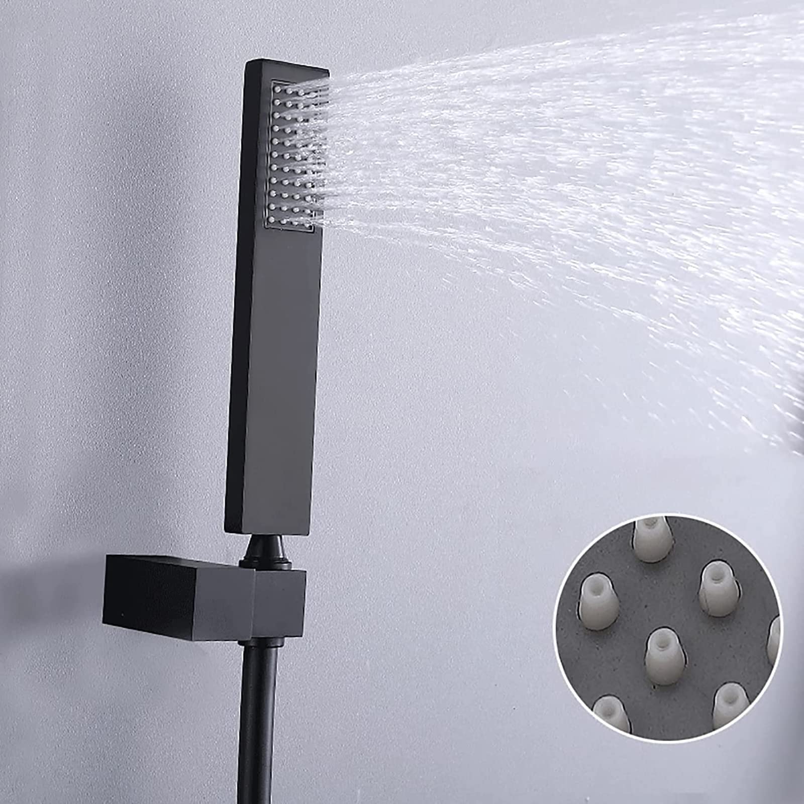 Black LED Digital Display Rain Shower System - 10 Inch Rainfall Shower Head with Handheld Shower & Rotatable Tub Spout - Wall Mount Brass Shower Faucet Set for Modern Bathroom & Spa Experience