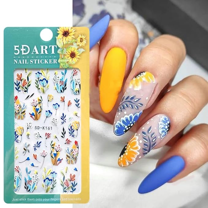 5D DIY Nail Art Stickers - Self-Adhesive Nail Decals for Women, Girls - Perfect for Parties, Weddings, Holidays & Everyday Nail Decor