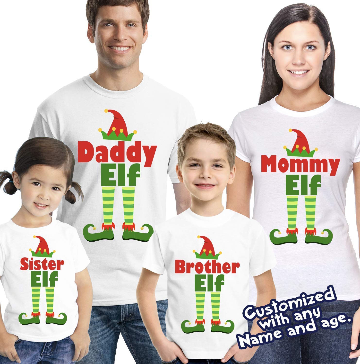 Christmas Matching Family T-Shirts Set - Custom Personalized Elf Themed Holiday Shirts | Perfect for Family Photos, Christmas Parties & Festive Gift Giving