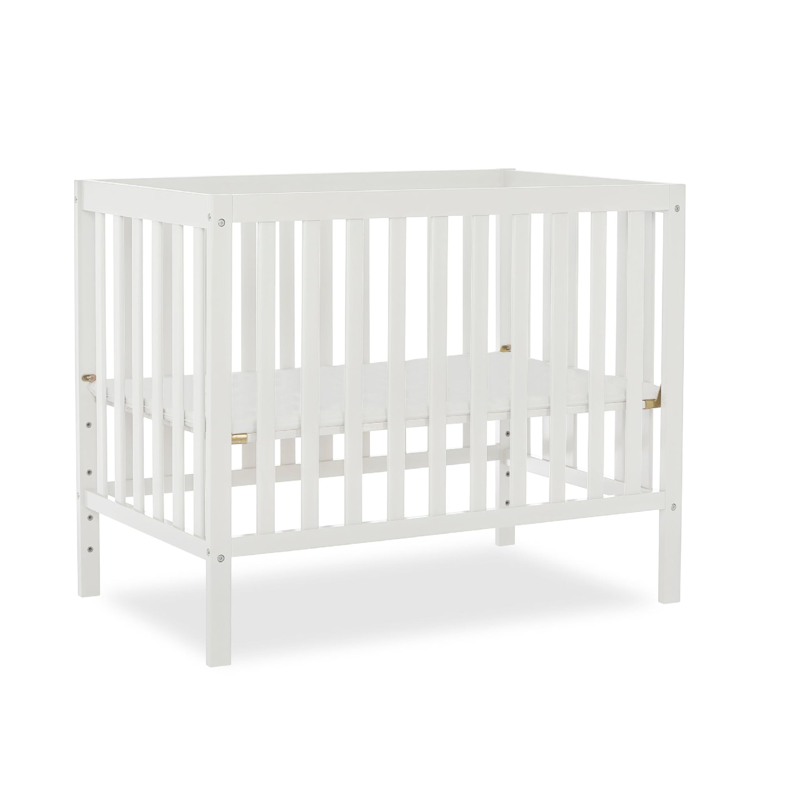 Dream On Me Edgewood 4-in-1 Convertible Mini Crib - White | JPMA Certified, Non-Toxic Finish, New Zealand Pinewood | 3 Adjustable Mattress Heights with 1