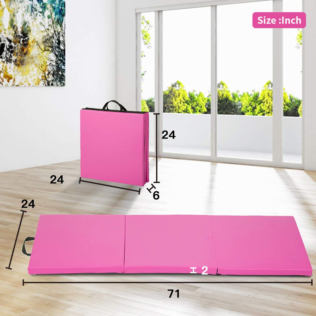 Foldable PU Leather Tumbling Mats for Gymnastics, Yoga & Pilates - Thick Exercise Mat with Carrying Handles for Home Workout, Outdoor Training & Studio Use
