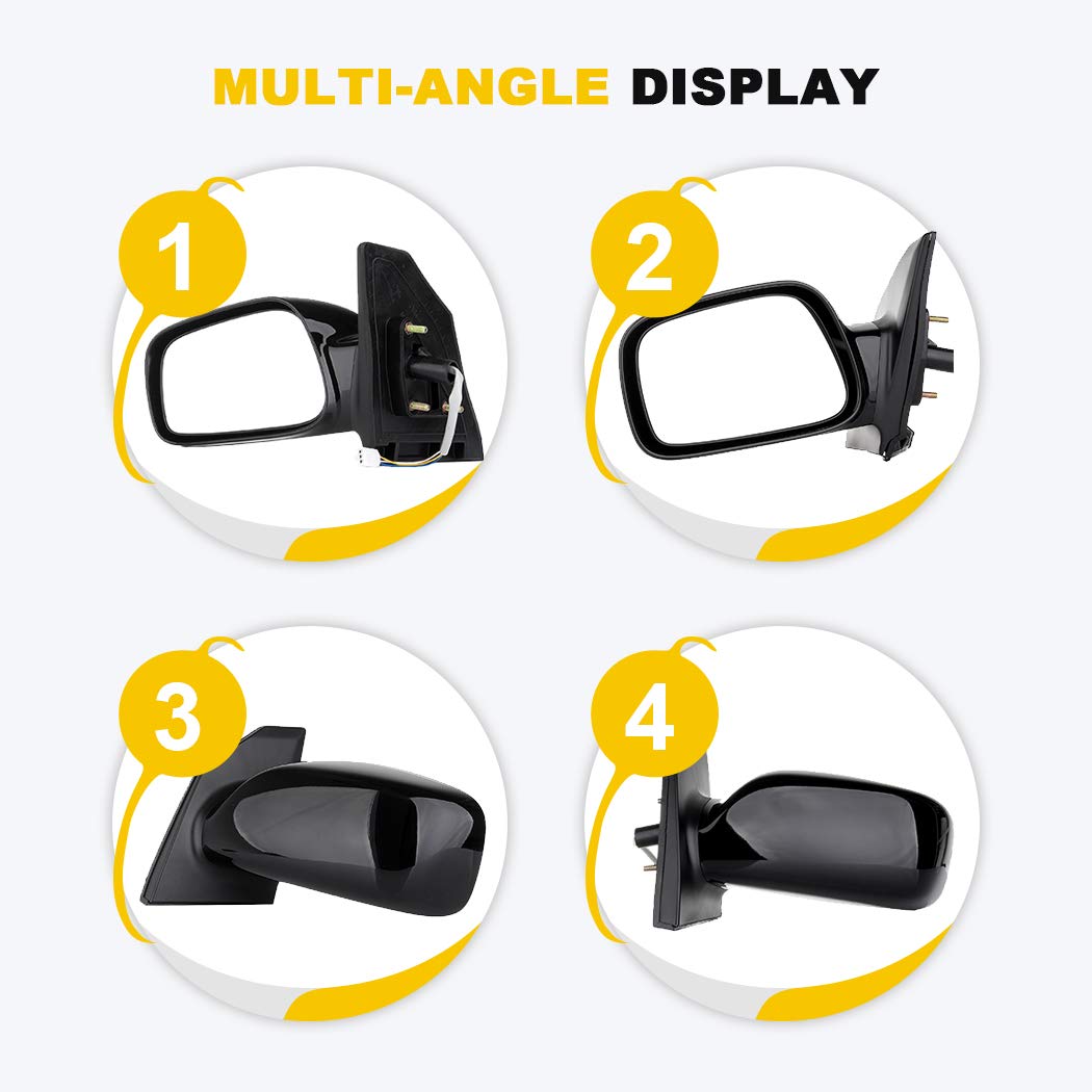 Ineedup Power Control Black Driver Side Mirror Replacement for 2003-2008 Toyota Corolla - TO1320178 - Left Side View Mirror for Enhanced Visibility & Safety (Perfect for Daily Commuting, Highway Driving & Parking Assistance)