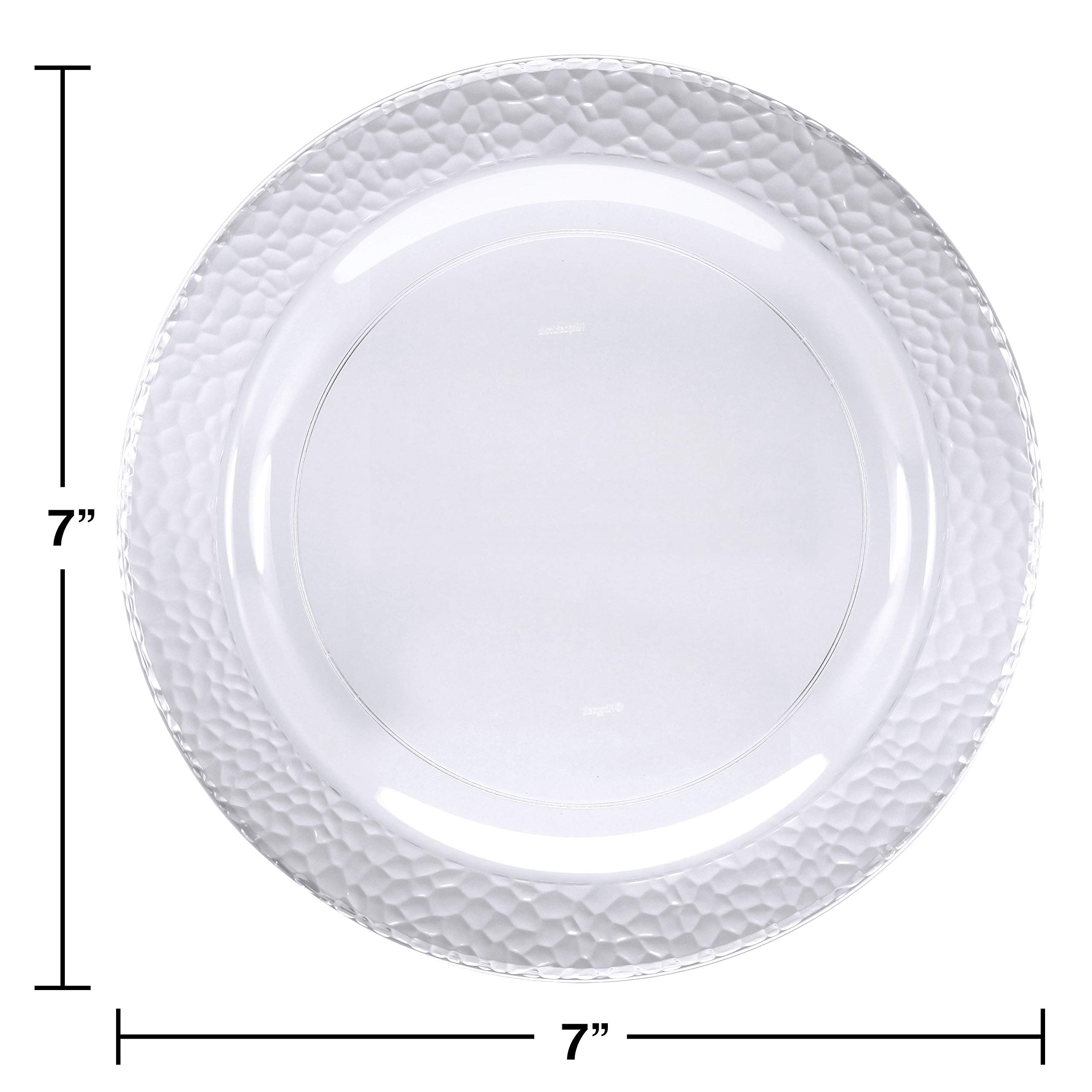Creative Converting Clear Pebble Plastic Dessert Plates, 7 Inch - Elegant Disposable Party Plates for Birthday, Wedding, Baby Shower & Holiday Celebrations