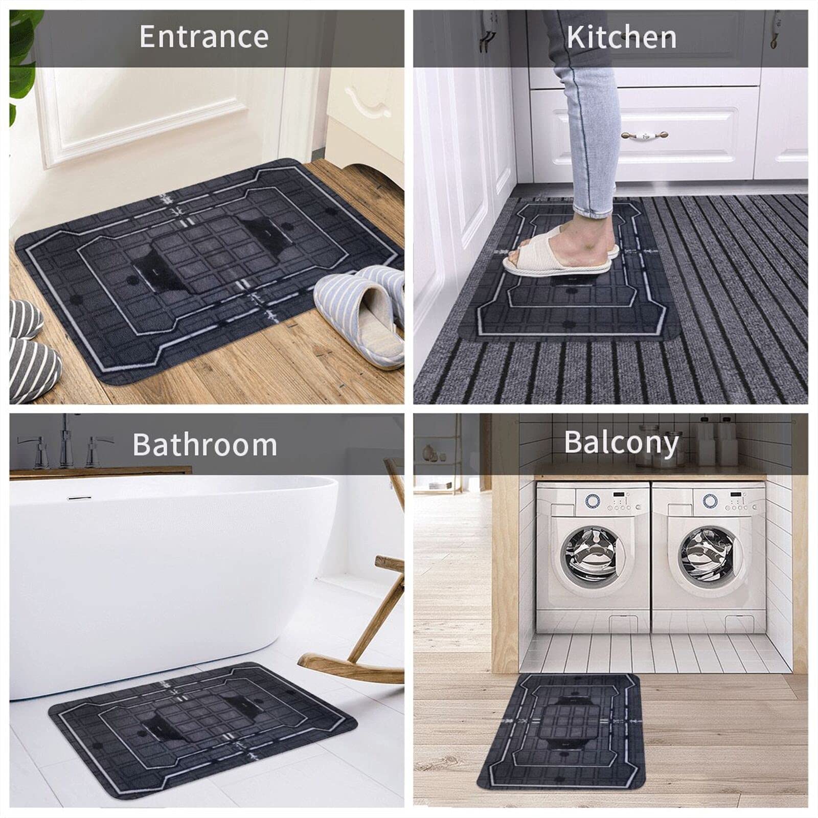 Non-Slip Absorbent Velvet Bath Mat - Soft Frost Welcome Bathroom Rug for Shower, Bath & Entrance - Ultra Plush Indoor Doormat for Bathroom, Kitchen & Bedroom - Machine Washable & Quick Dry (One Size)