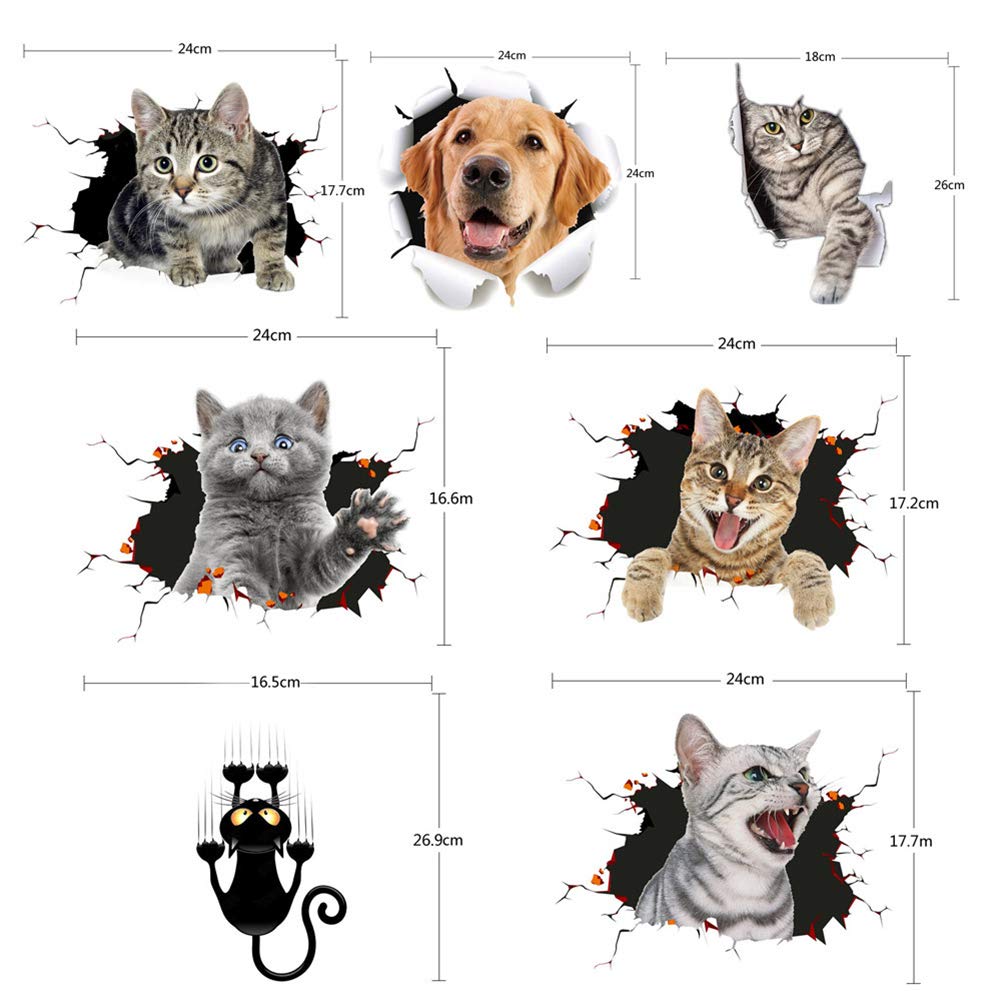 3D Dog & Cat Car Stickers - Zcargel Animal Decals for Cars, Motorcycles & Vehicles - Creative Pet Stickers for Car Decoration & Personalization - Perfect for Pet Lovers & Auto Enthusiasts (Great for Windows, Bumpers & Helmets)