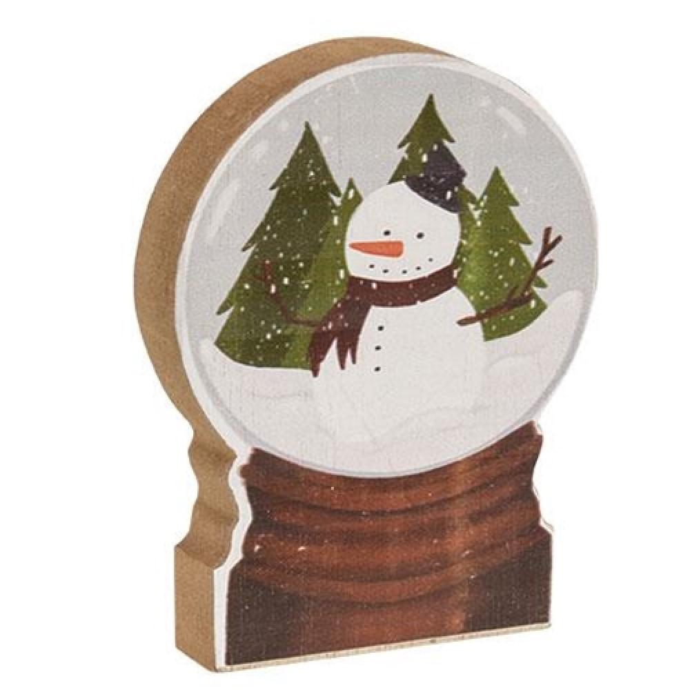 Chunky Snowman Forest Snowglobe Sitter - Christmas Home Decor, Holiday Gift & Winter Wonderland Display for Mantel, Tabletop or Office Desk