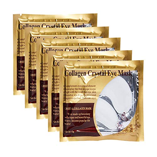 LANBENA 24K Gold Crystal Collagen Eye Mask - 10Pcs (5 Packs) Anti-Aging Treatment for Dark Circles & Puffiness - Hydrating Under Eye Patches for Wrinkles & Fine Lines - Perfect for Night Care & Spa Relaxation