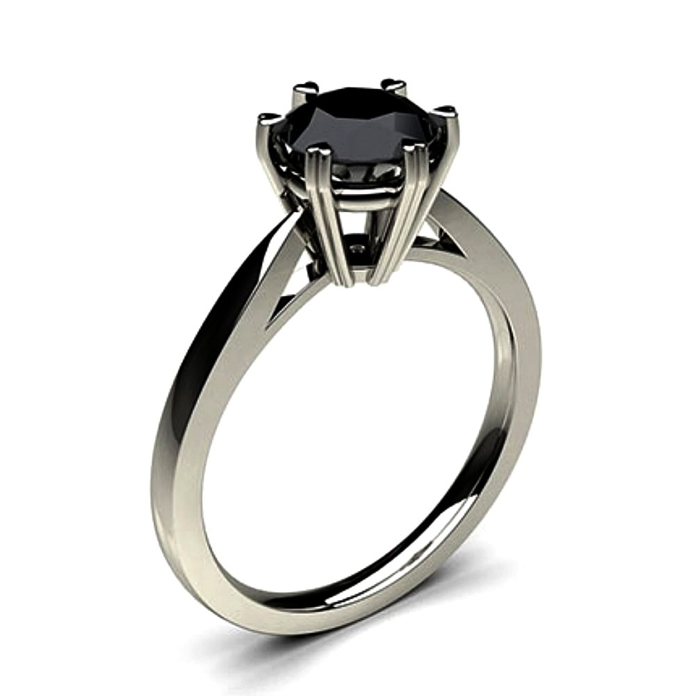 Elegant Black Diamond Engagement Ring 0.5-2 Carat Solitaire 6-Prong Setting for Women - Perfect for Proposals, Anniversaries & Special Occasions