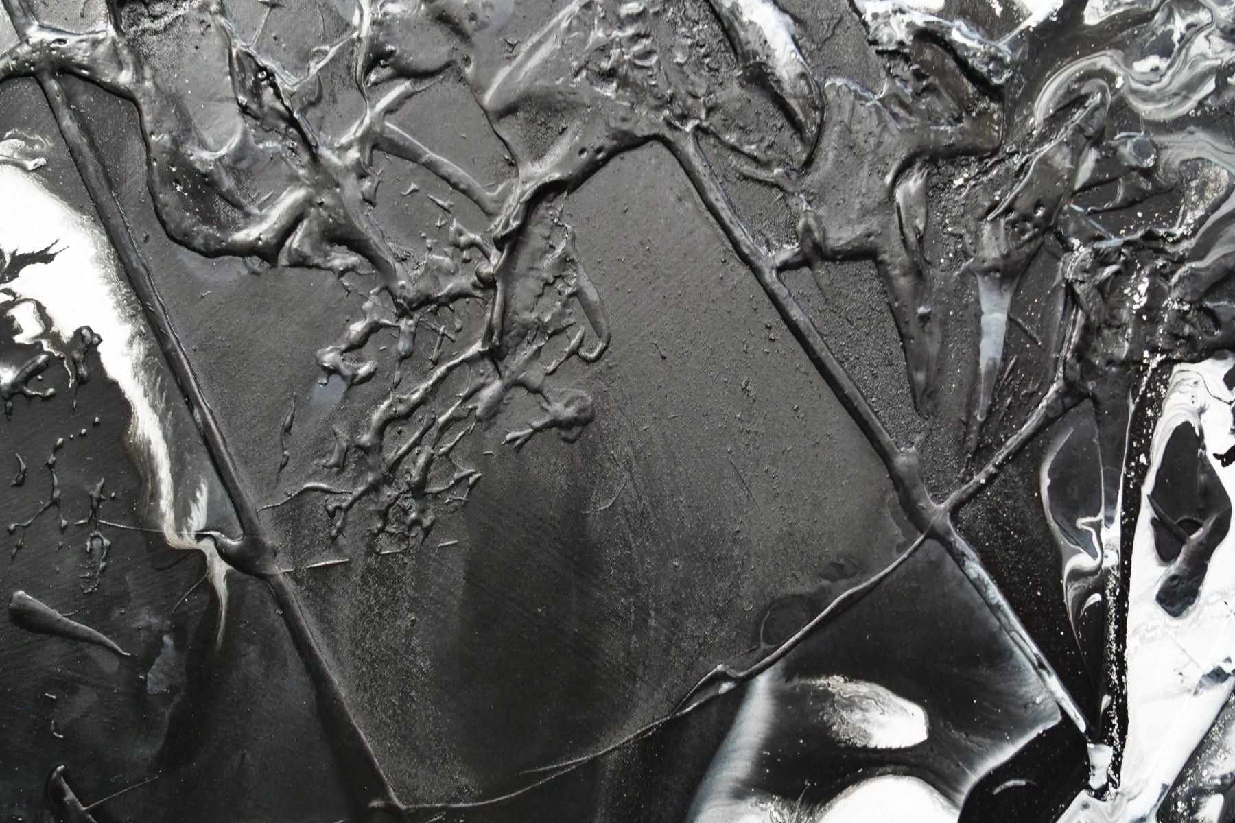 160cm x 100cm White Black Textured Abstract Canvas Painting - Illicit Noir - Modern Wall Art for Living Room, Bedroom & Office Decor