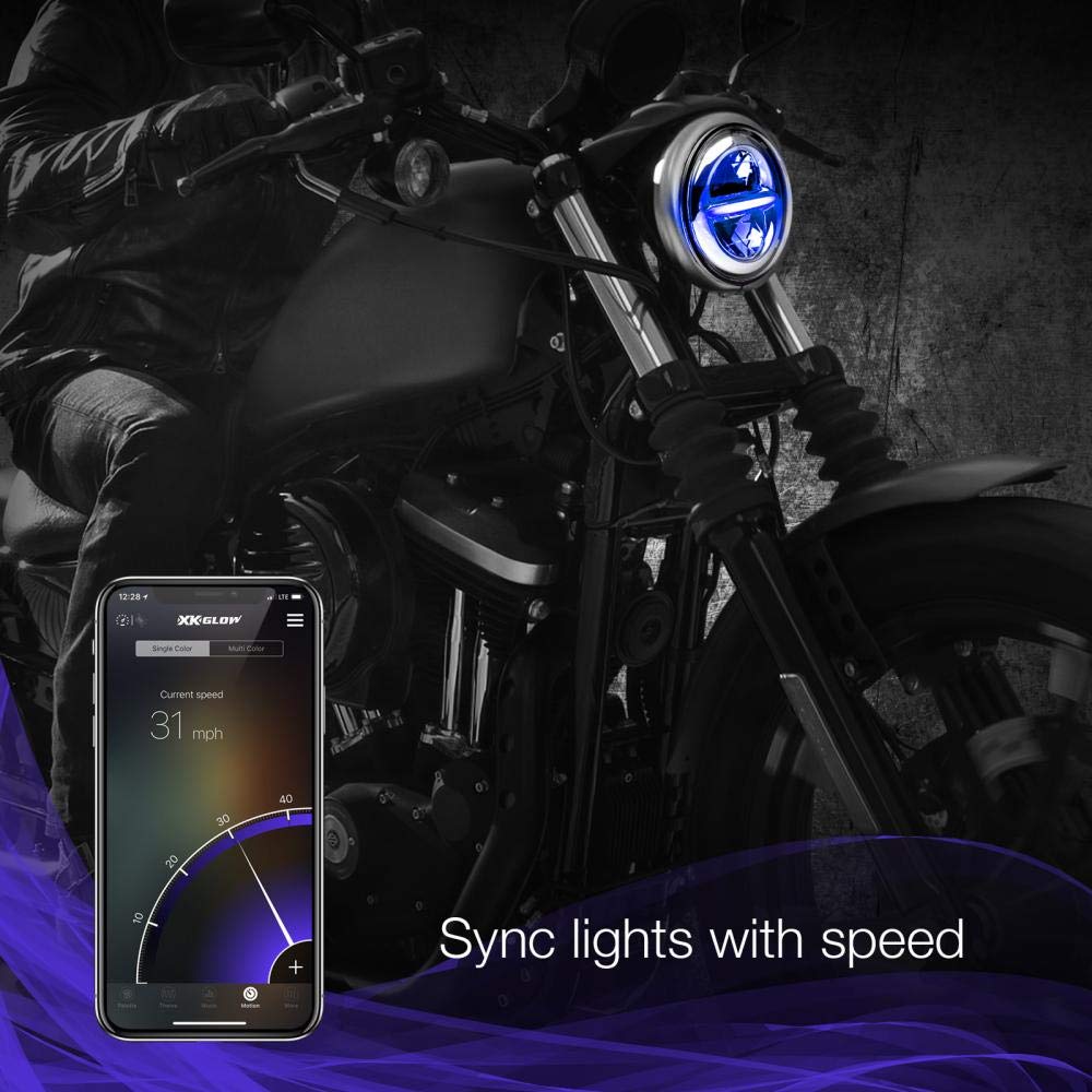 5.75 Inch RGB LED Harley Davidson Headlight Kit - Bluetooth App Controlled with Color Changing DRL & XKchrome Technology - Perfect for Motorcycle Customization & Night Riding