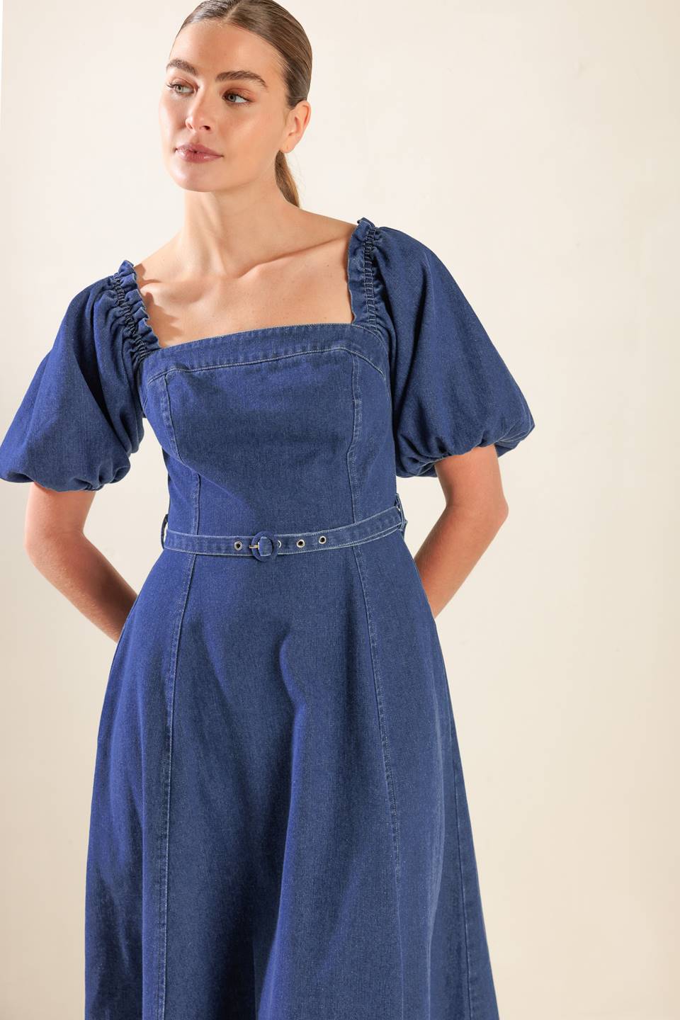 Stylish Denim Midi Dress for Women | Trendy All Spruced Up Design | Perfect for Casual Outings, Date Nights & Office Wear