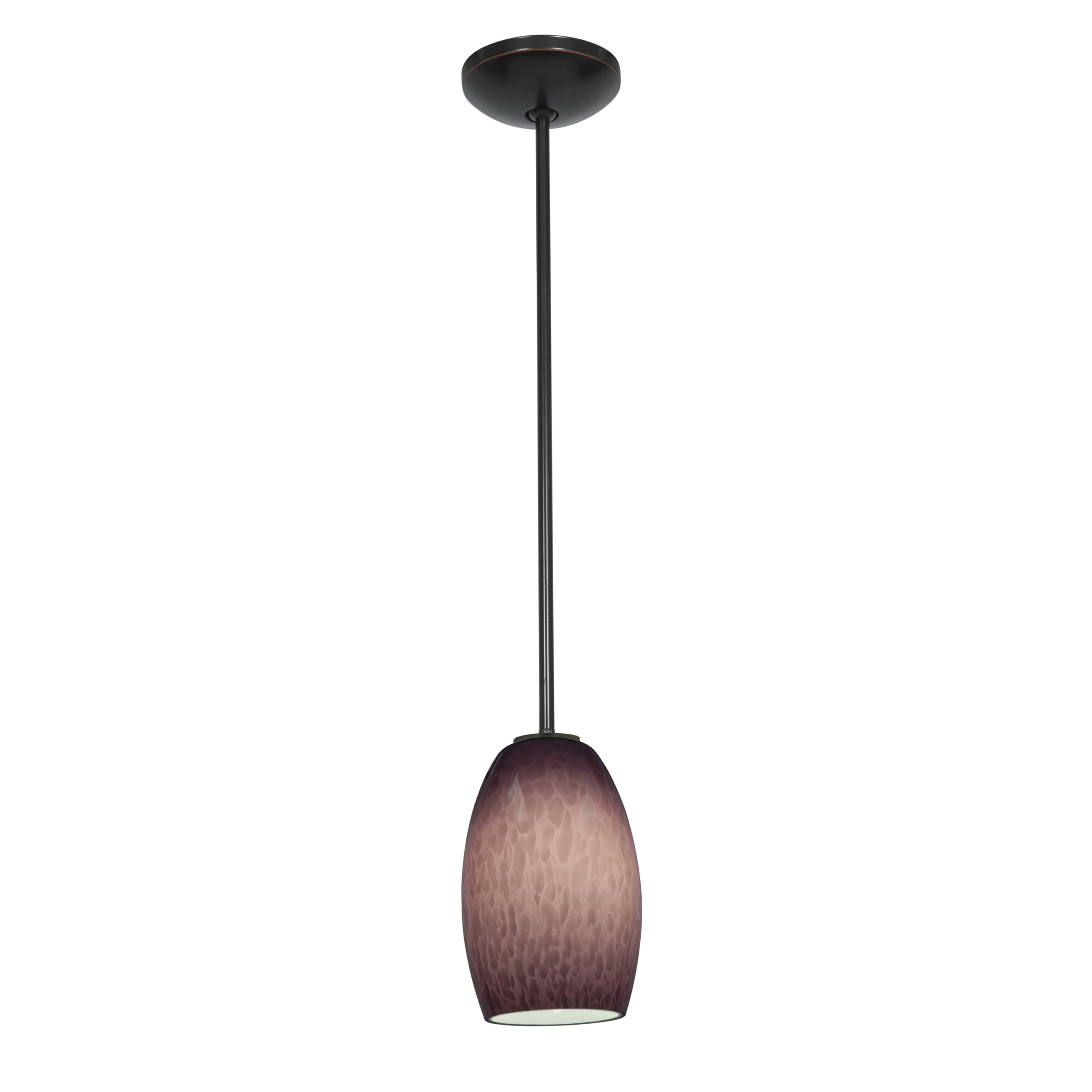 Chianti Glass Pendant Light Fixture - 1-Light Oil Rubbed Bronze Pendant with Purple Cloud Glass Shade for Kitchen Island & Dining Room Lighting