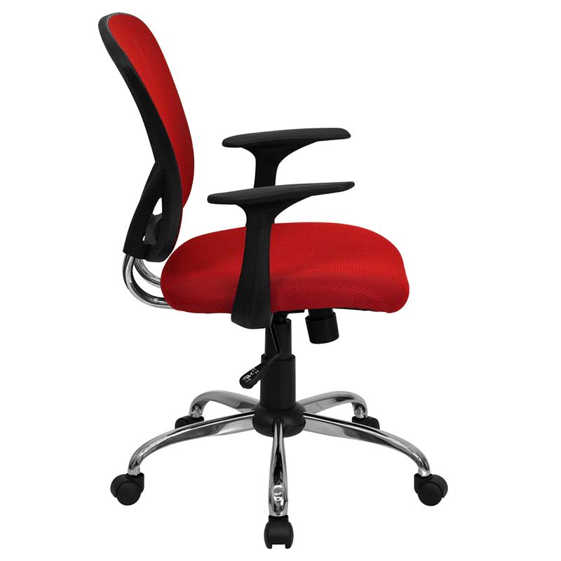 FLASH Alfred Mid Back Black Mesh Swivel Task Office Chair with Chrome Base and Arms - Ergonomic Desk Chair for Home Office, Computer Work & Gaming