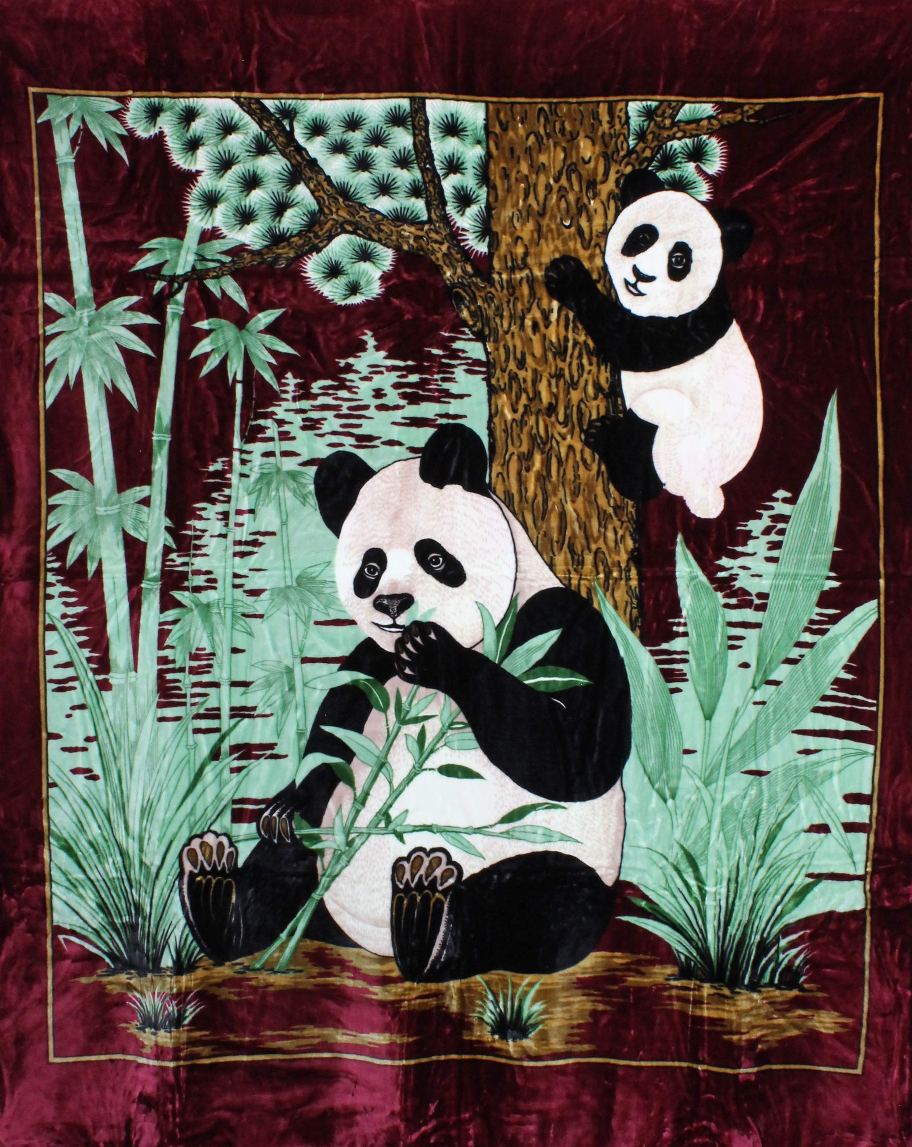 XGATML FOHOG Queen Size Blanket - Lightweight Panda Print Red Plush Throw - Korean Style Mink Faux Fur Blanket by 4estaciones - Perfect for Bedroom Decor, Sofa Couch, and Cozy Winter Nights