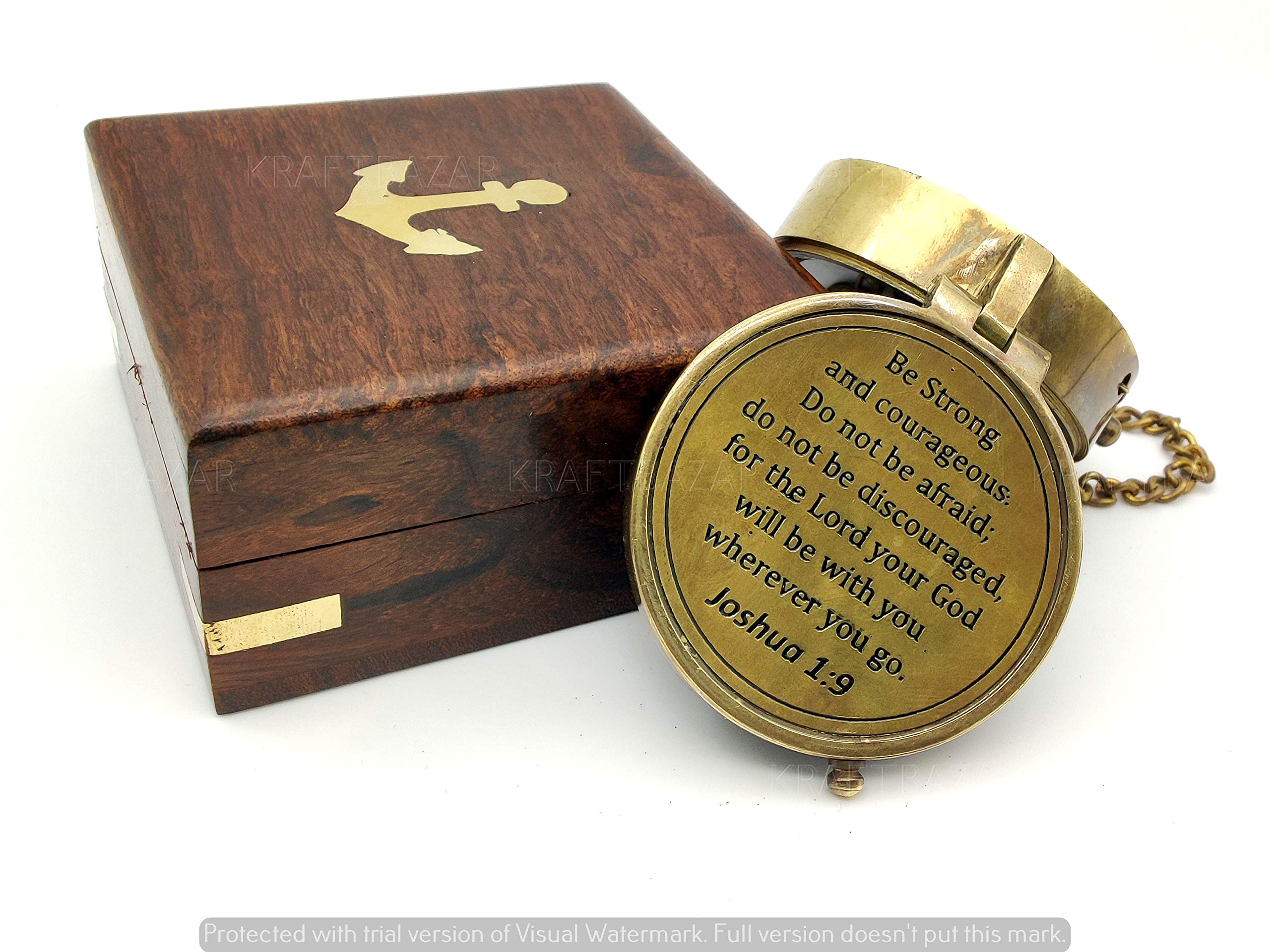 Be Strong and Courageous Engraved Compass - Inspirational Joshua 1:9 Bible Verse Gift for Confirmation, Baptism, Missionaries & Birthdays - Perfect for Outdoor Adventures, Hiking & Faith-Based Journeys
