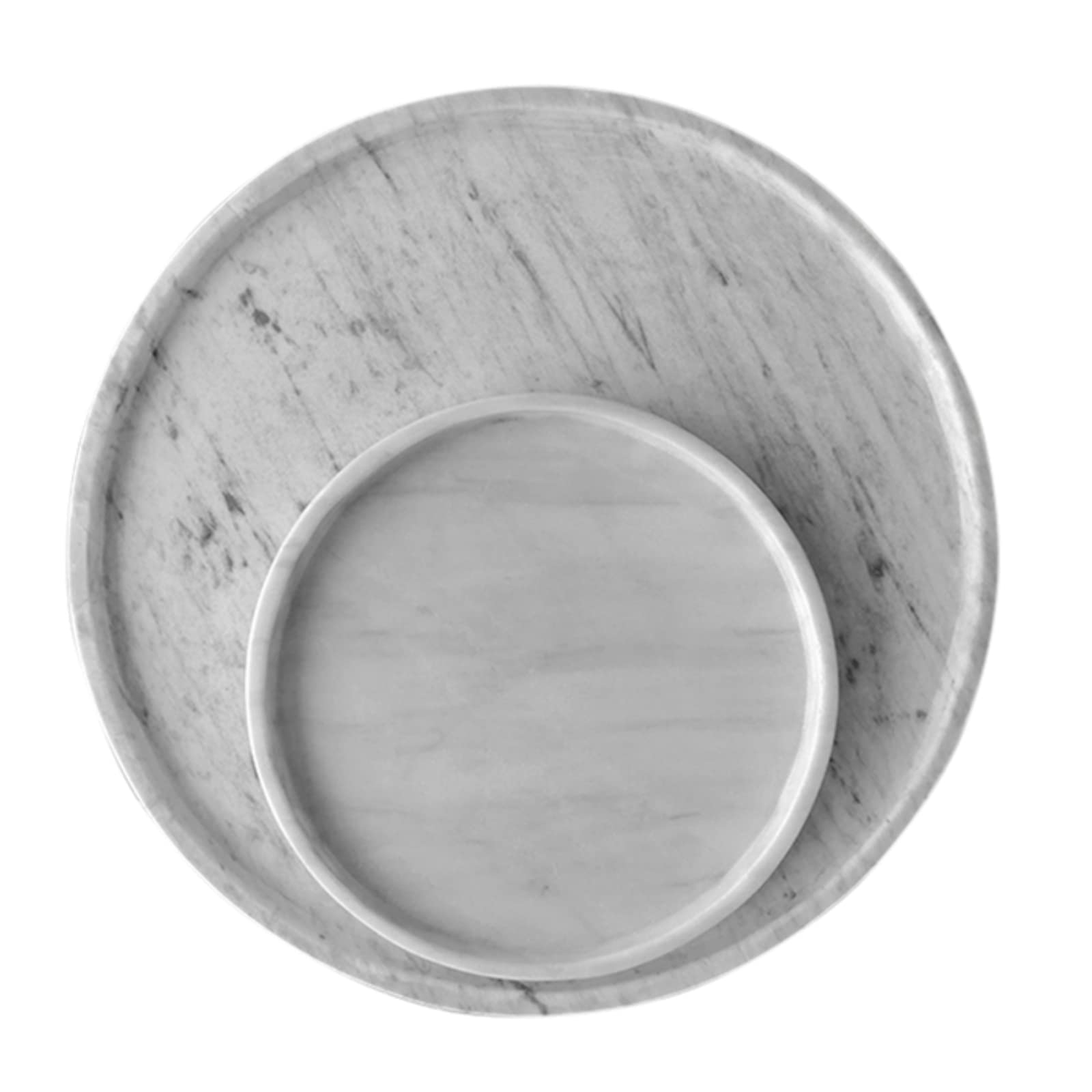 UMÁN Decorative Marble Plates - Set of 2 Round Trays for Serving Snacks, Cheese, Desserts - Natural Stone Appetizer Plates for Dining Table, Kitchen Counter, Party Tray - Elegant Home Decor for Weddings, Entertaining Guests