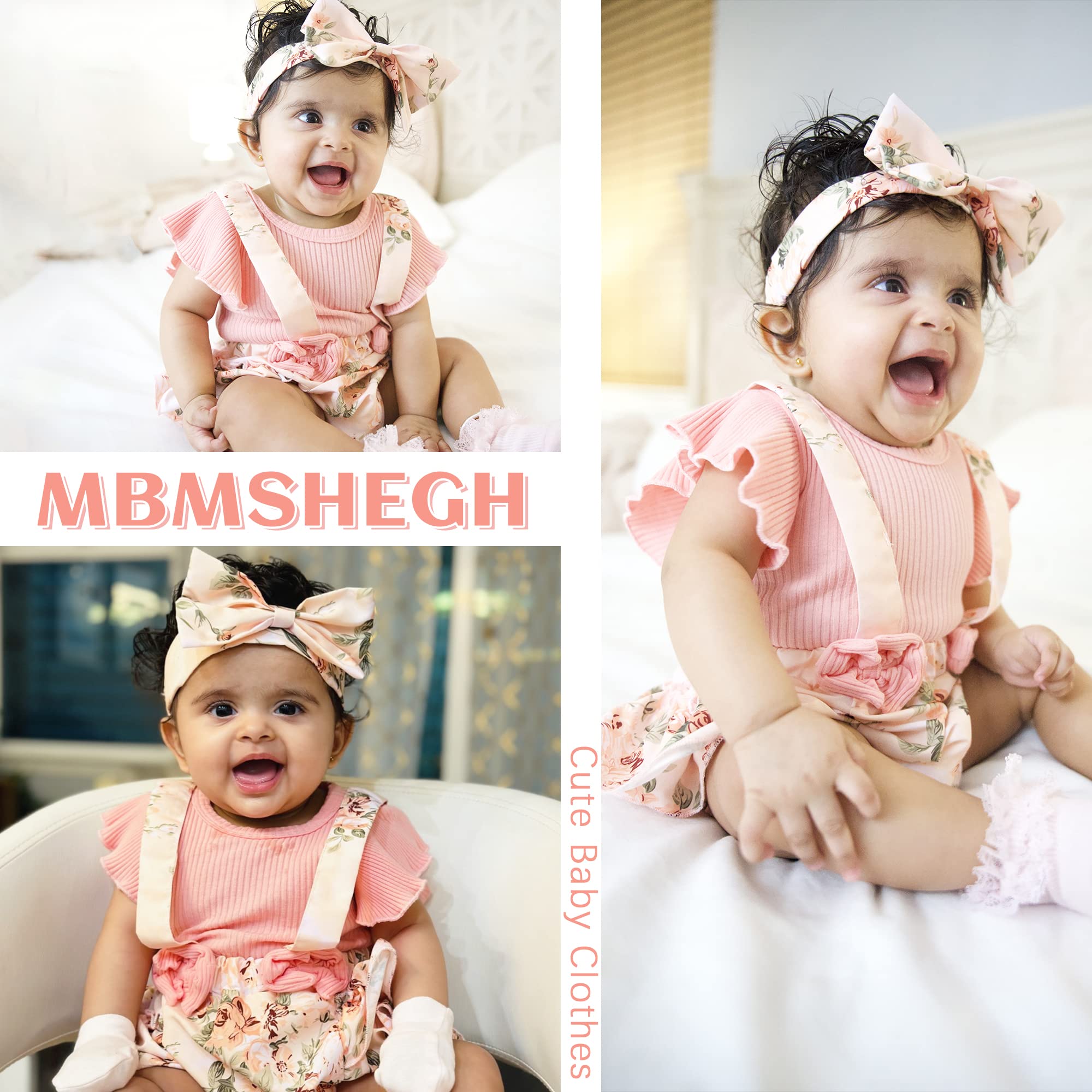 Newborn Baby Girl Clothes - Floral Romper Dress with Ruffled Sleeves & Headband | Cute Infant Jumpsuit for Spring & Summer | Perfect for Photo Shoots, Parties & Daily Wear
