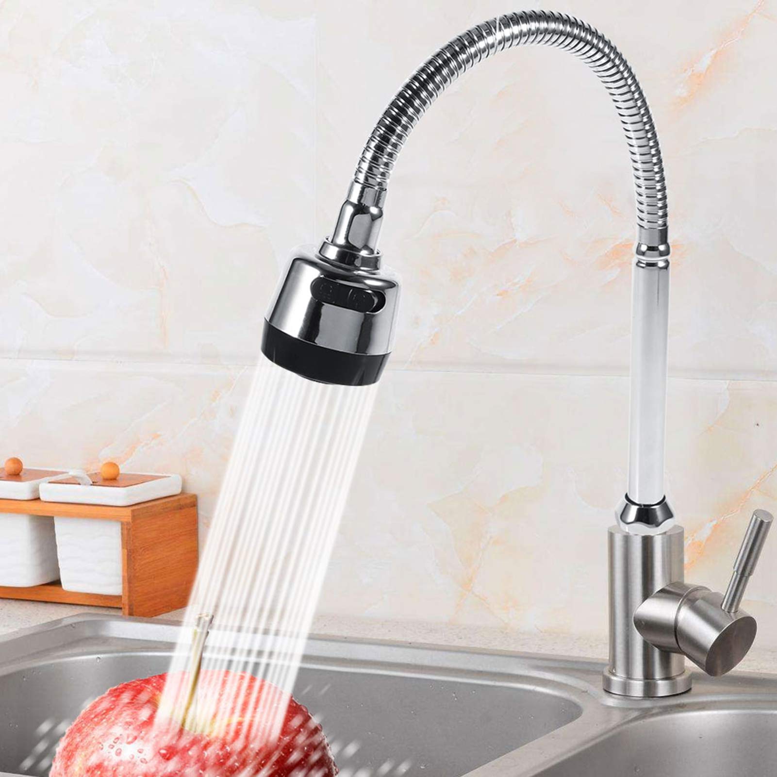 Universal Faucet Spout Replacement with Hose Threads, Kitchen Sink Sprayer Swivel Spout, Durable Tap Pipe Fittings for Single & Double Bowl Sinks - Perfect for Home & Commercial Kitchens