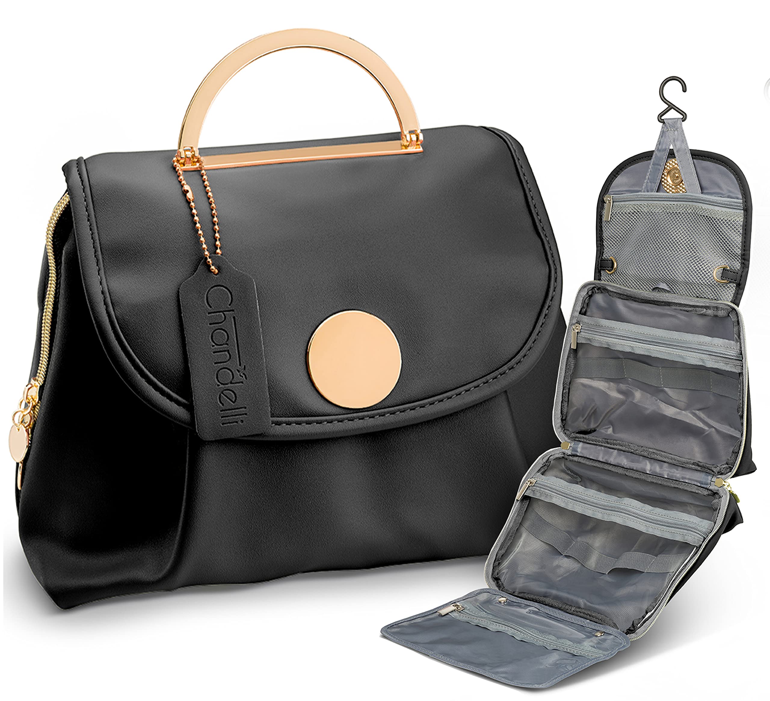 Chandelli Waterproof Travel Toiletry Bag for Women - Hanging Cosmetic Organizer with Multiple Pockets for Shampoo, Makeup & Essentials - Perfect Gift for Vacation, Business Trips & Camping
